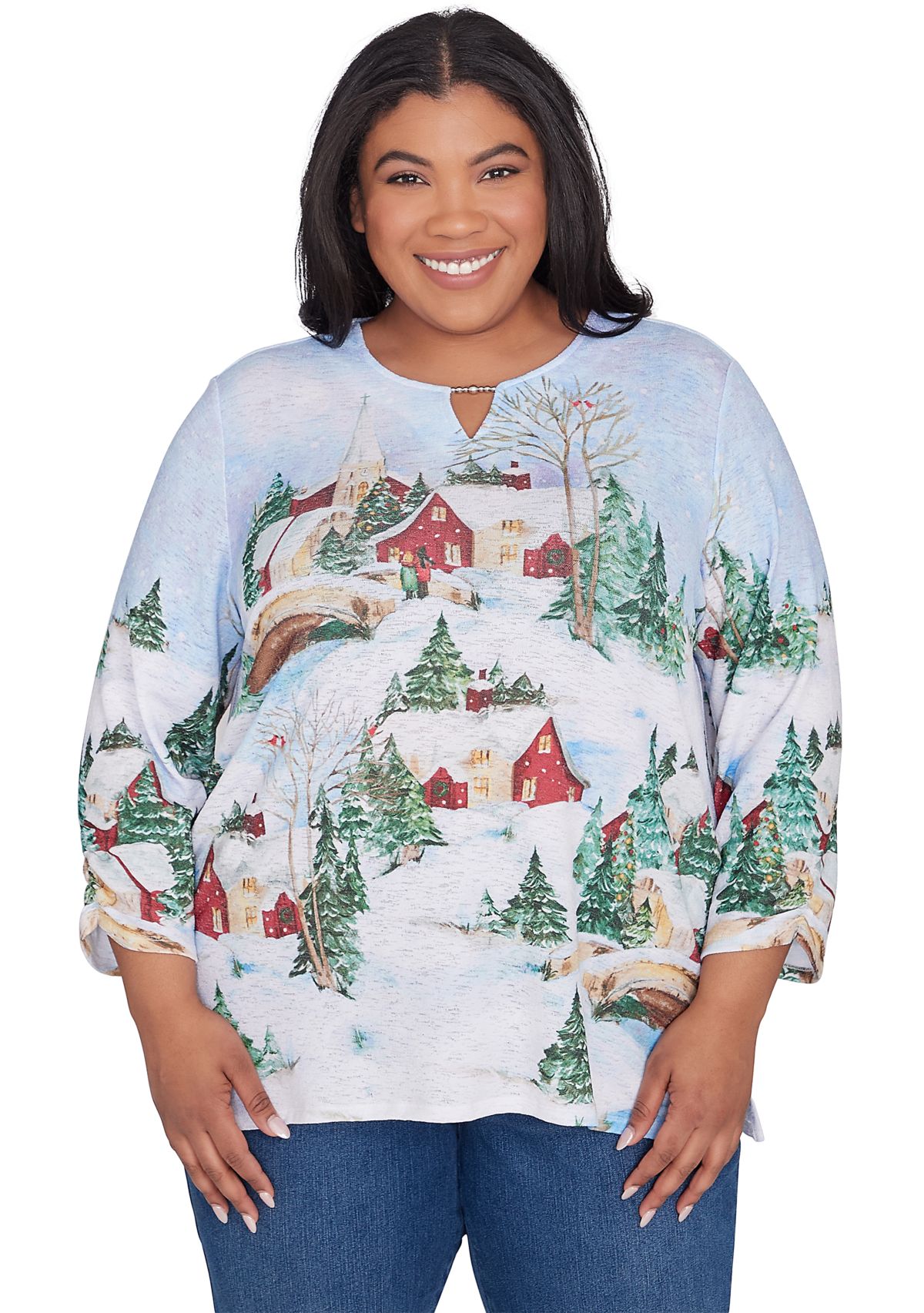 Plus Size Classics Winter Wonderland Scene Top