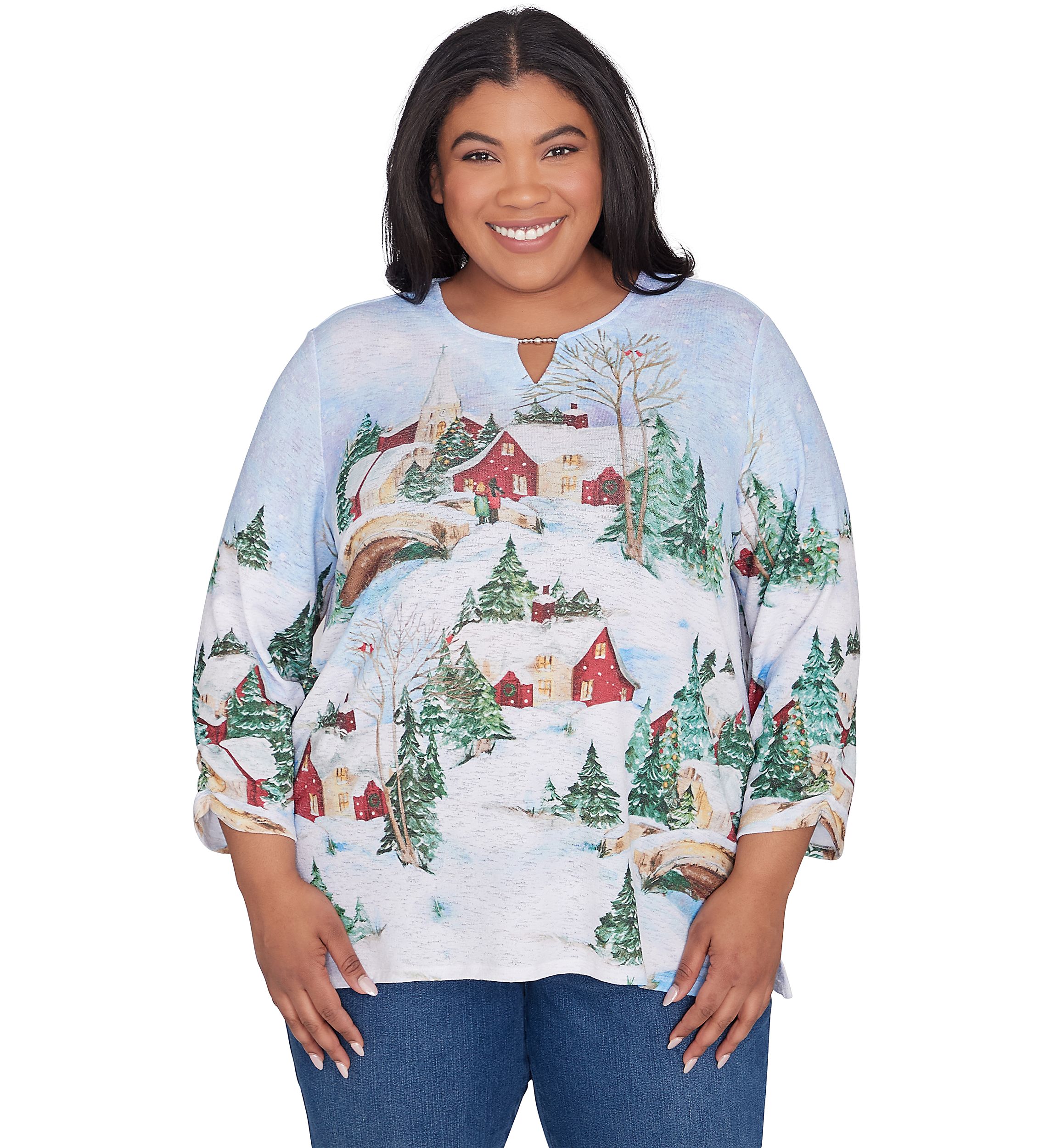 Plus Size Classics Winter Wonderland Scene Top