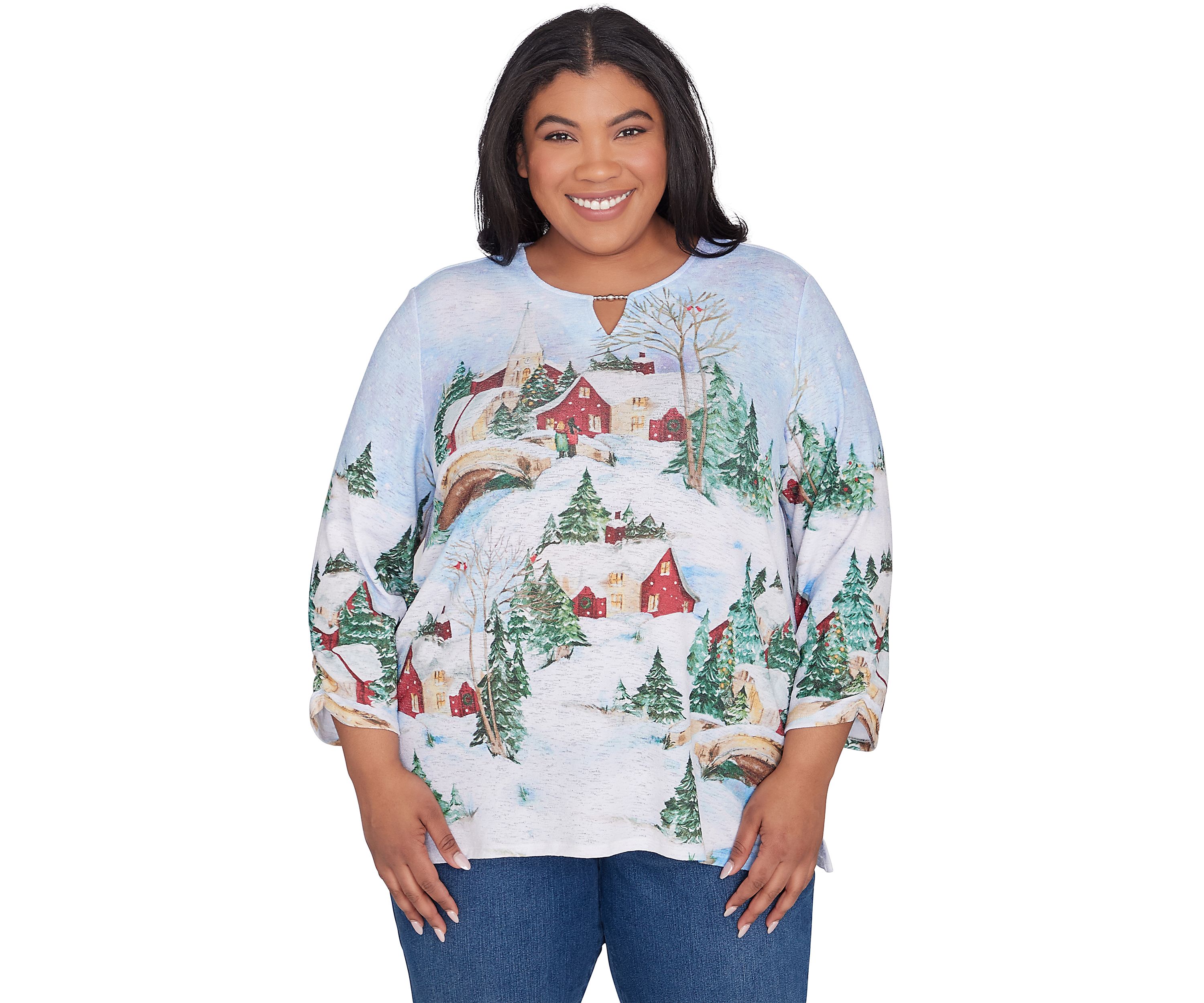 Plus Size Classics Winter Wonderland Scene Top