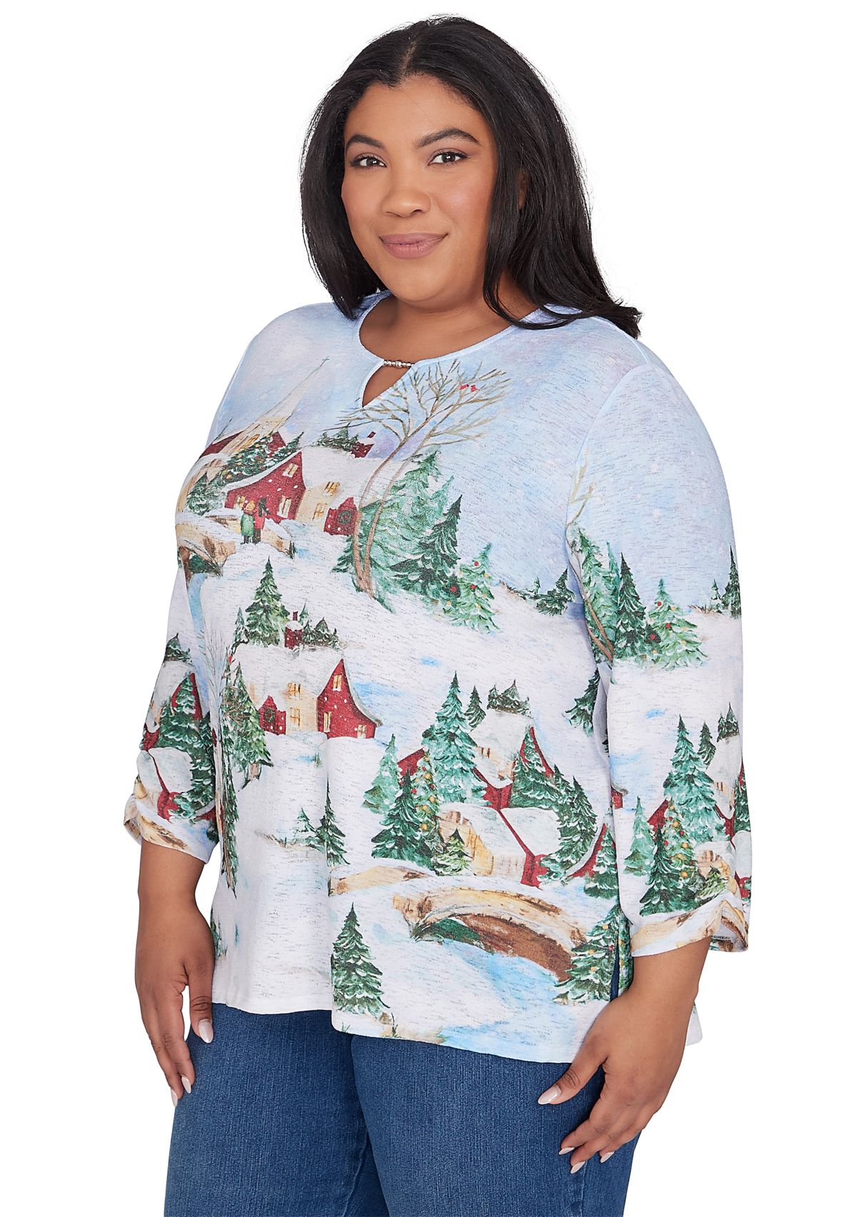 Plus Size Classics Winter Wonderland Scene Top