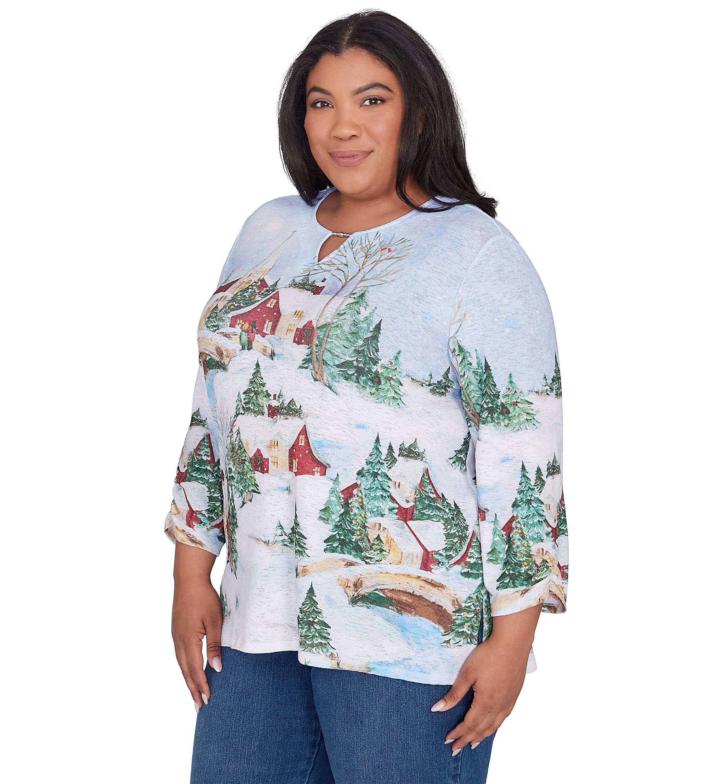 Plus Size Classics Winter Wonderland Scene Top