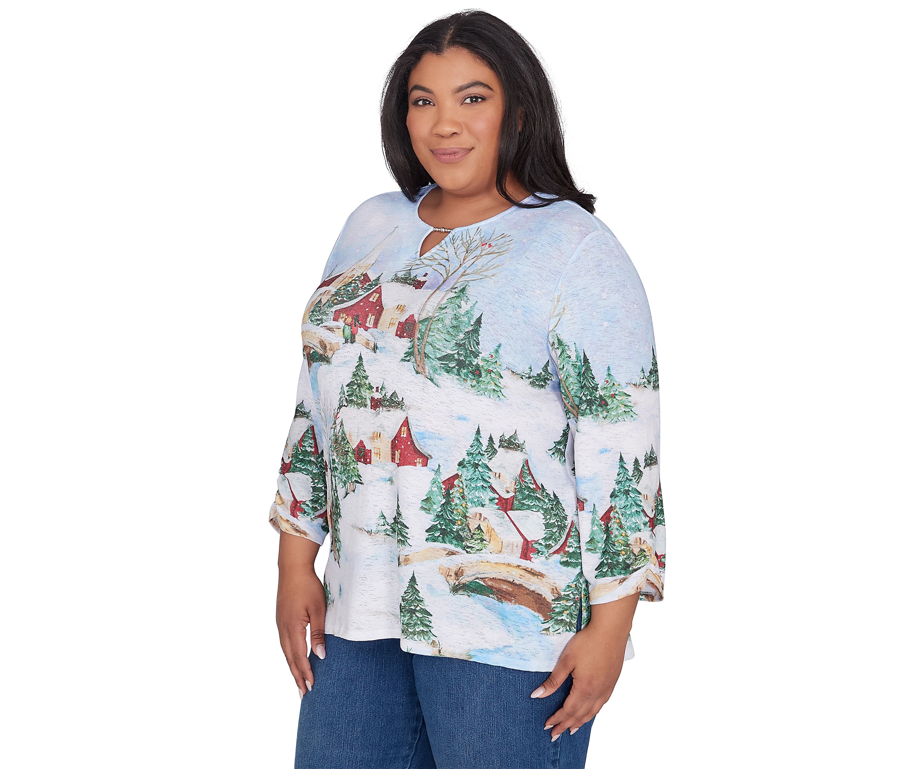 Plus Size Classics Winter Wonderland Scene Top