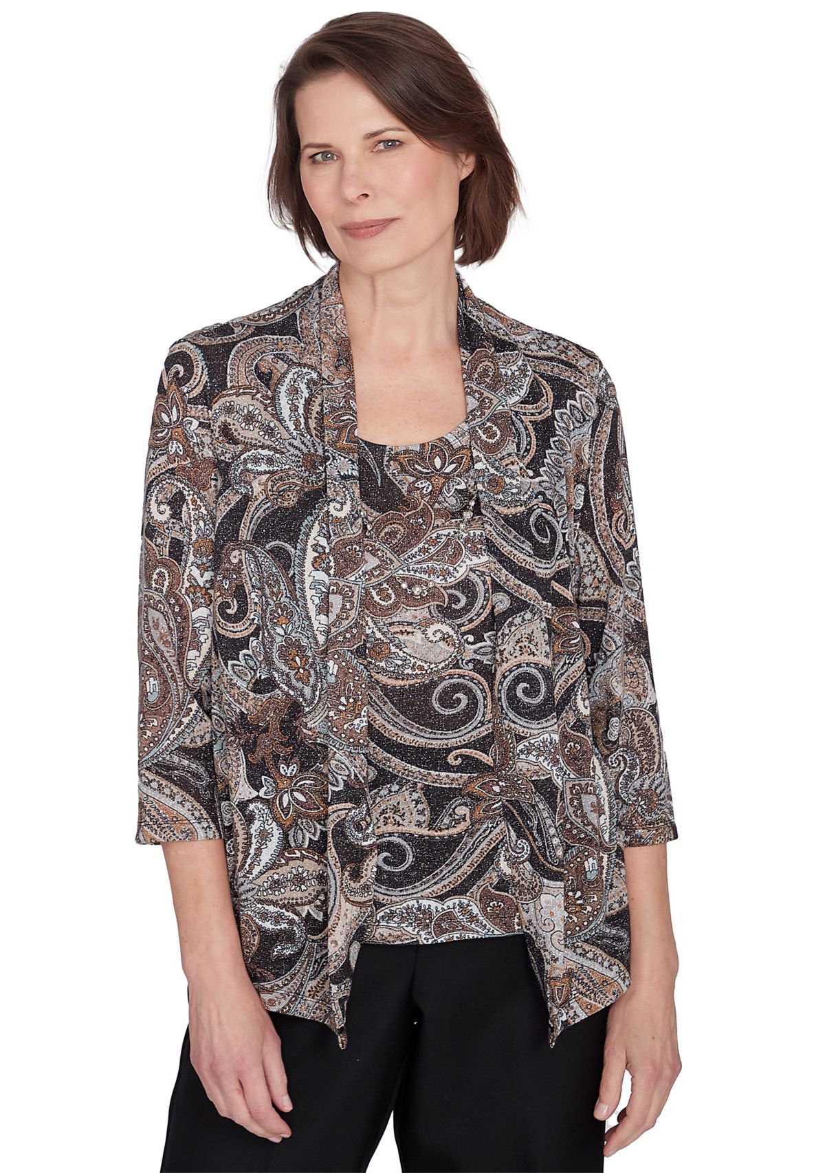 Petite Classics Paisley Lurex Two in One Sweater