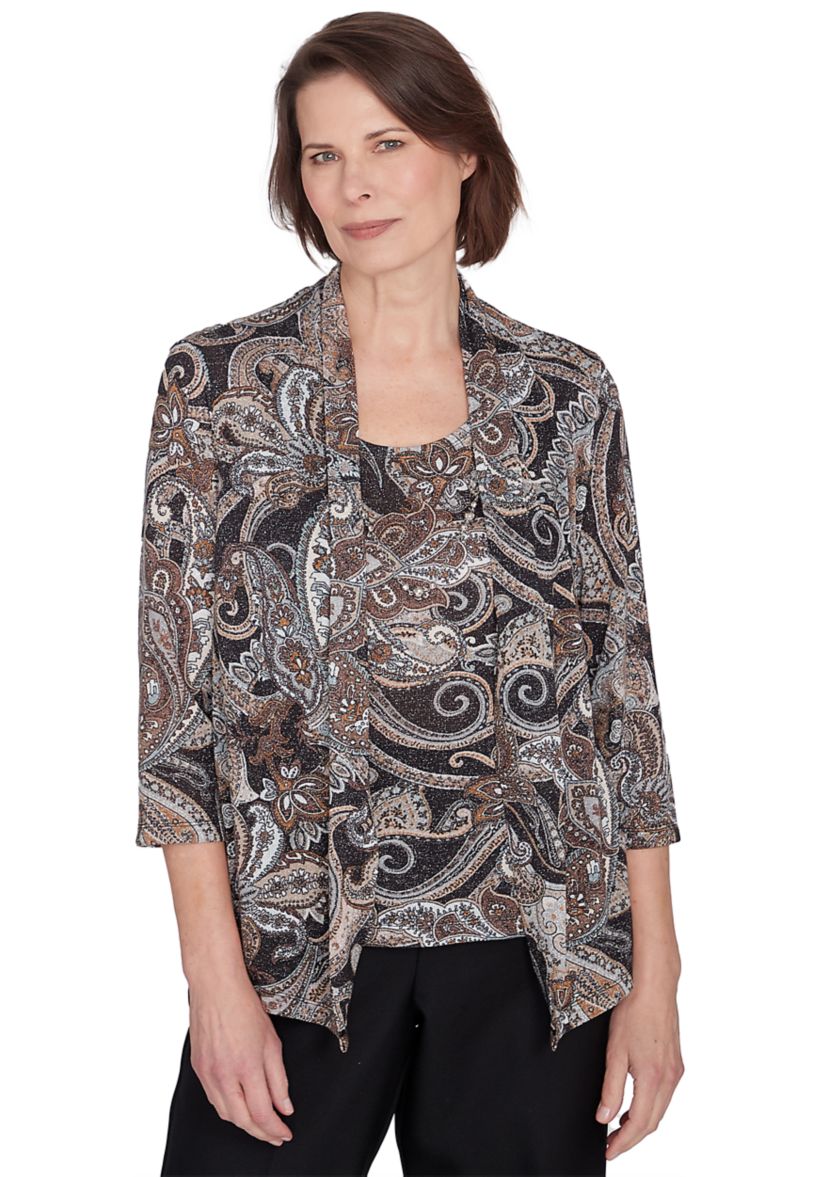 Petite Classics Paisley Lurex Two in One Sweater