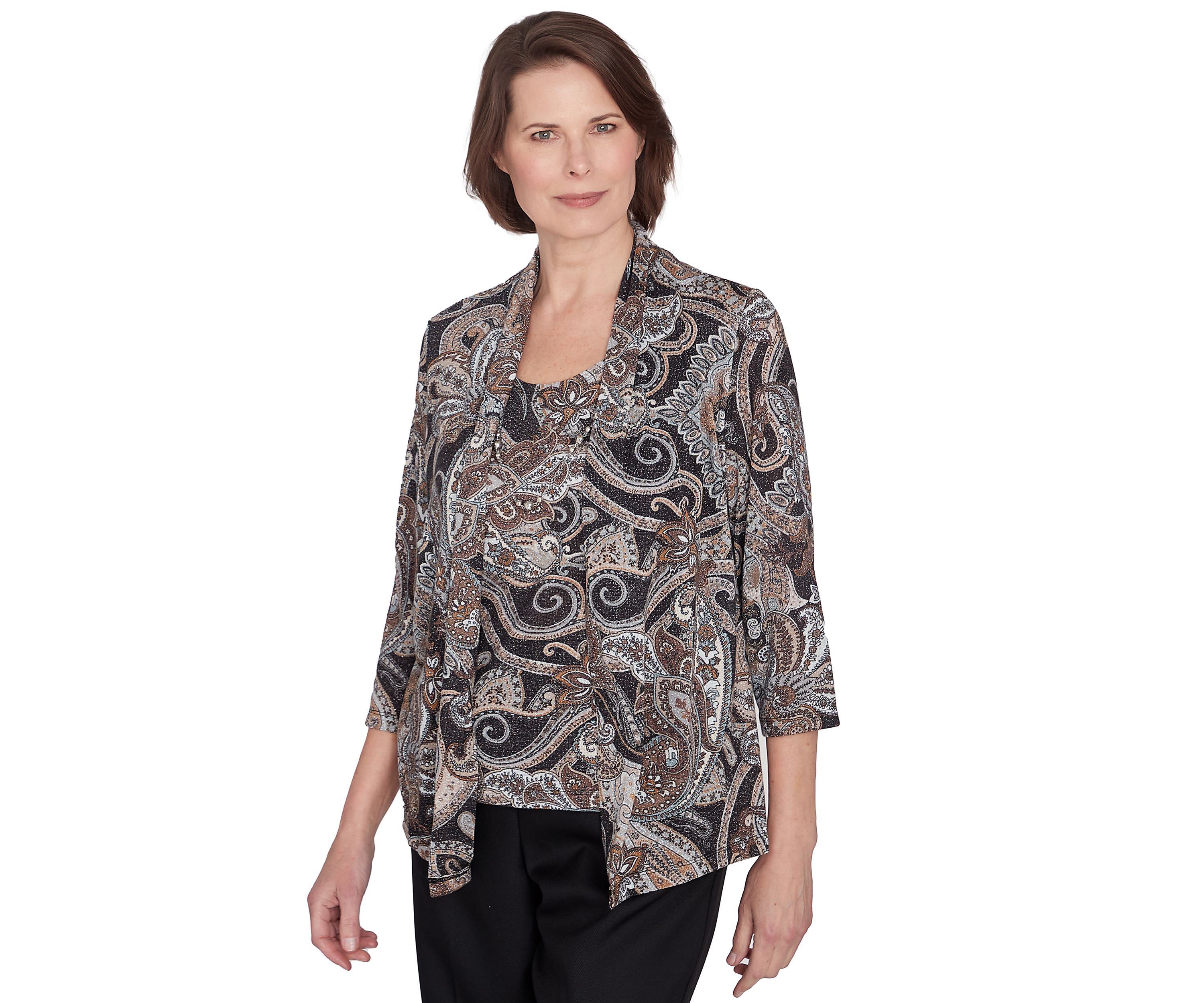 Petite Classics Paisley Lurex Two in One Sweater