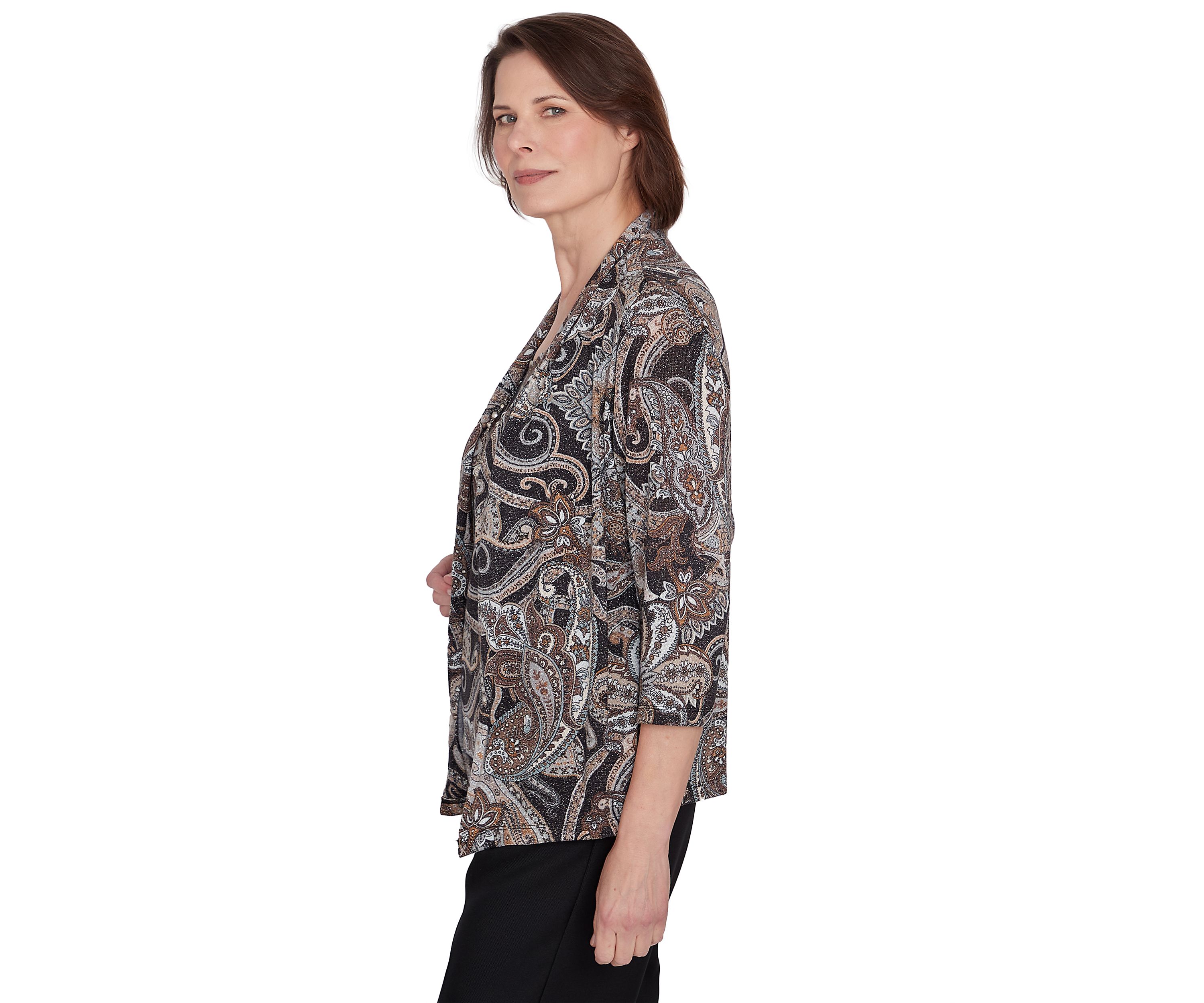Petite Classics Paisley Lurex Two in One Sweater