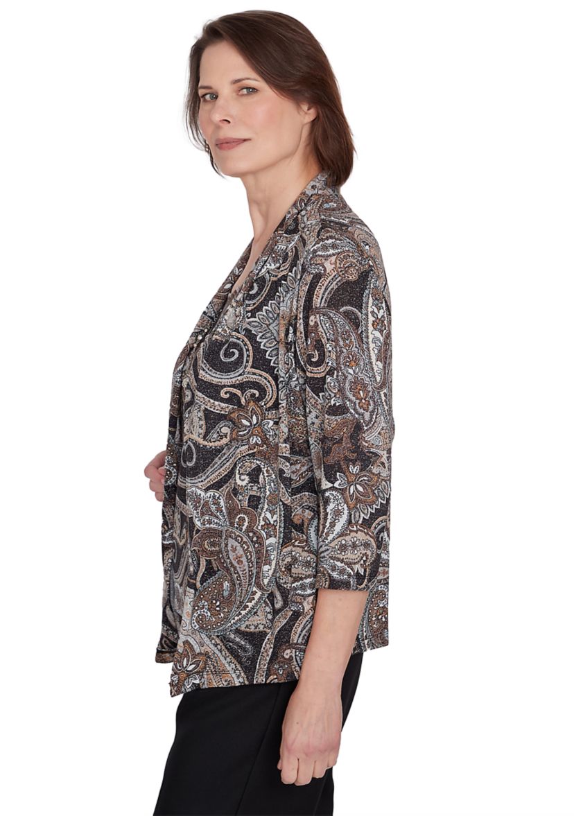 Petite Classics Paisley Lurex Two in One Sweater