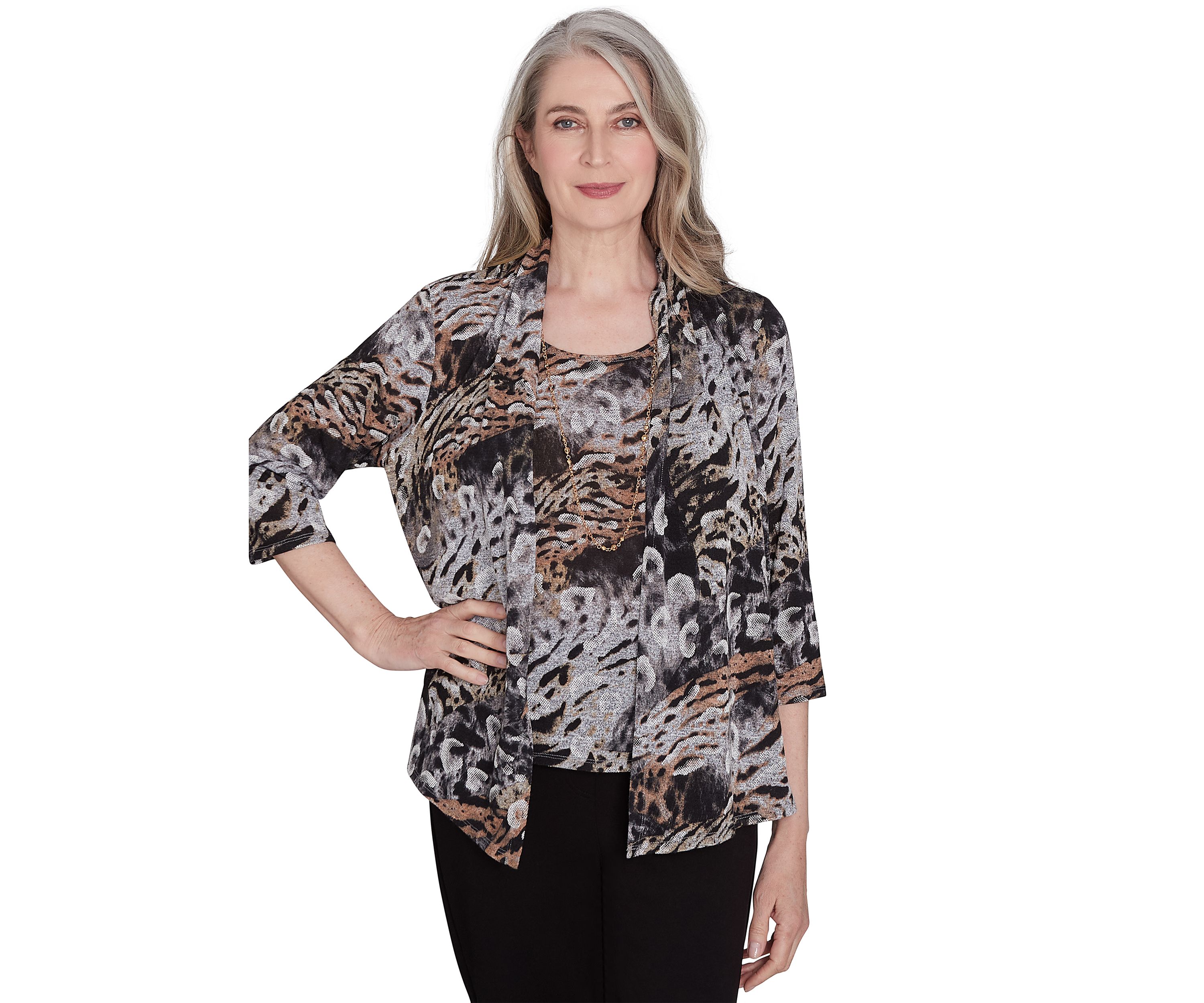 Petite Classics Animal with Puff Print Top 