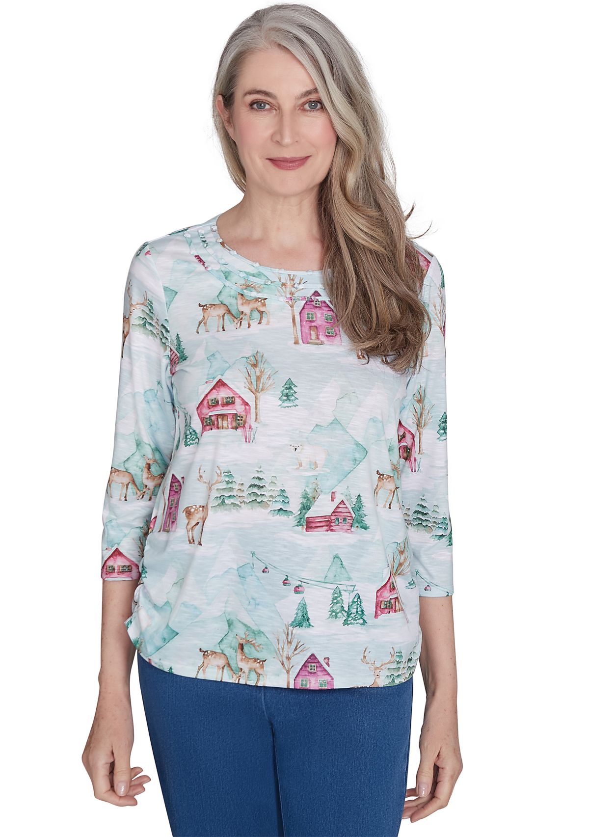 Petite Classics Ski Village with Deer Top