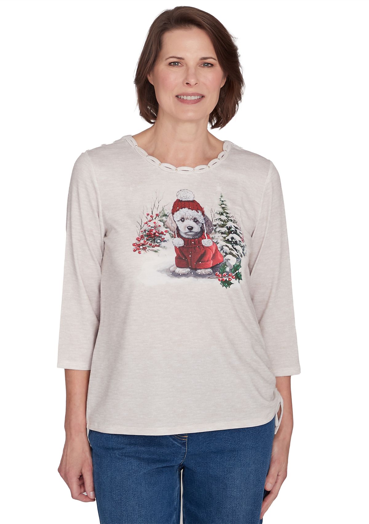 Petite Classics Festive Poodle Top