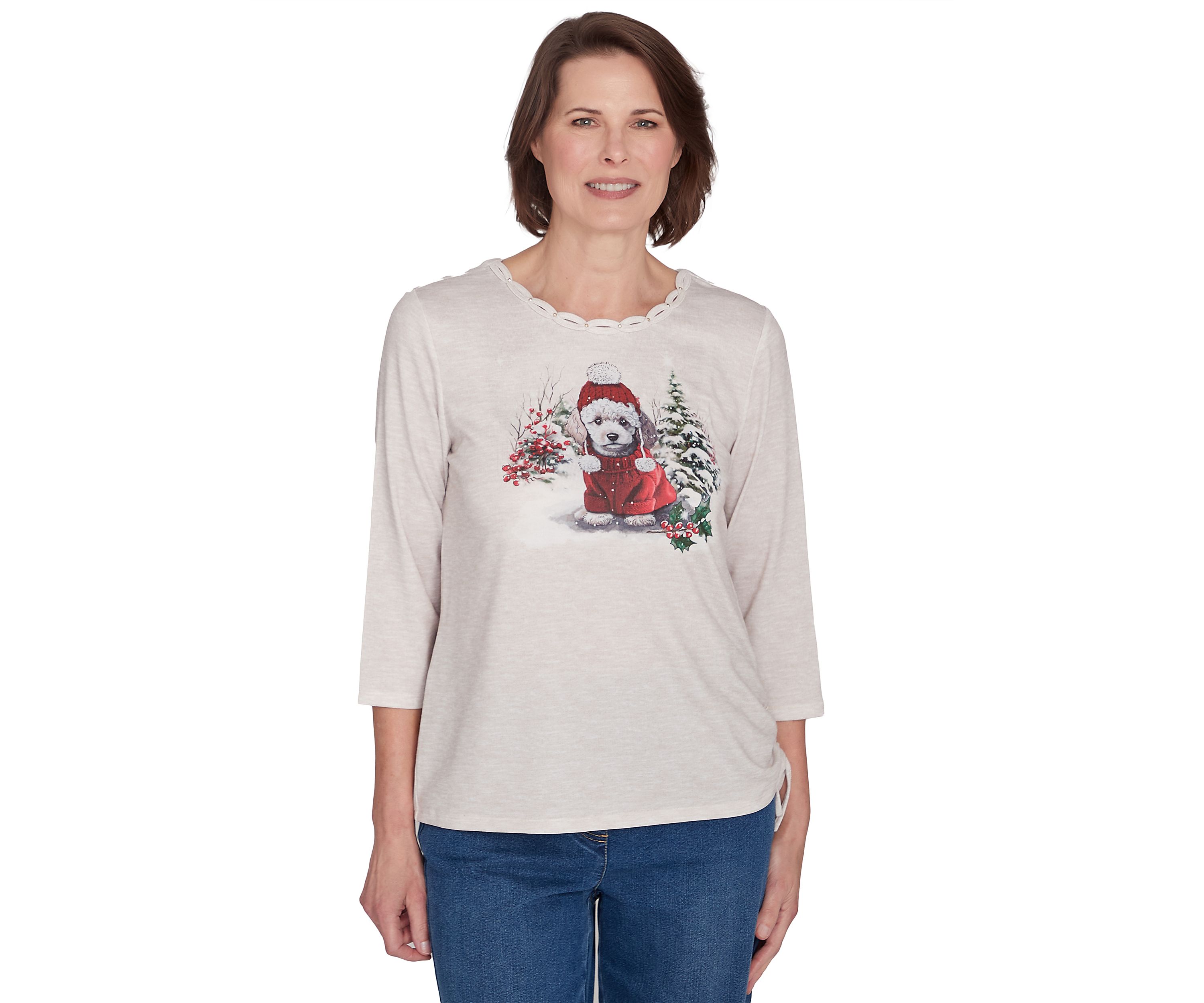 Petite Classics Festive Poodle Top