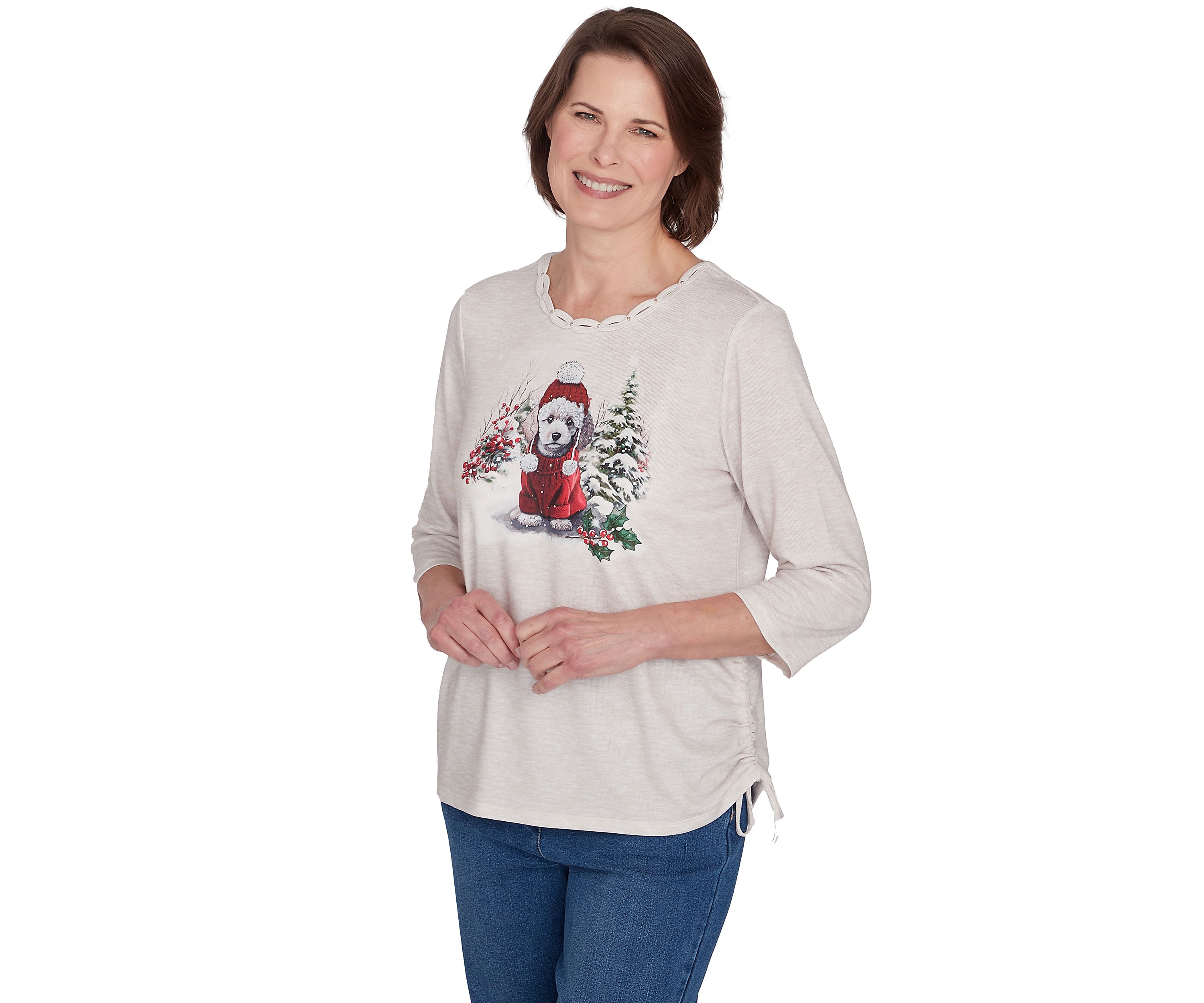 Petite Classics Festive Poodle Top