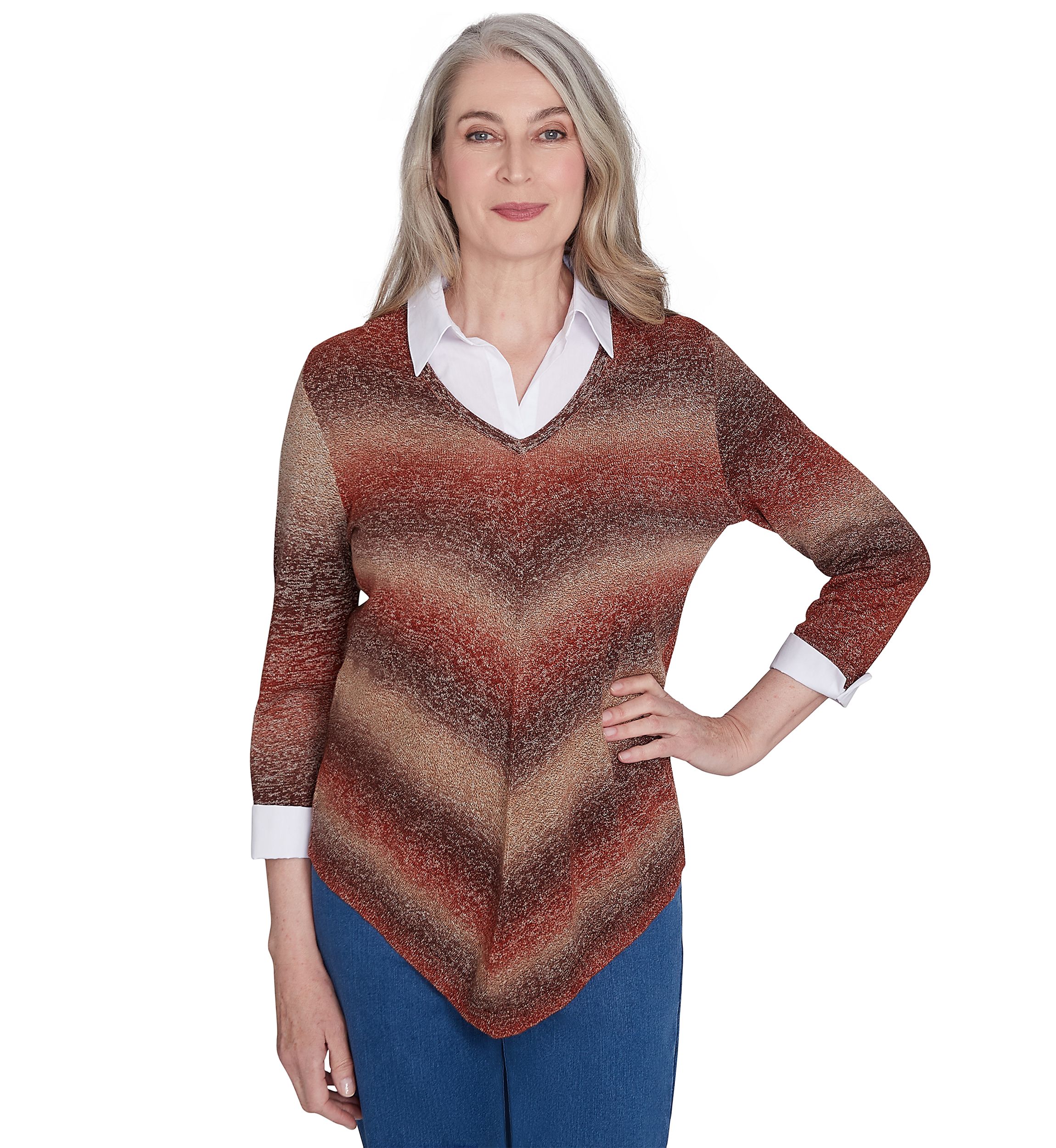 Petite Classics Ombre Chevron with Woven Top