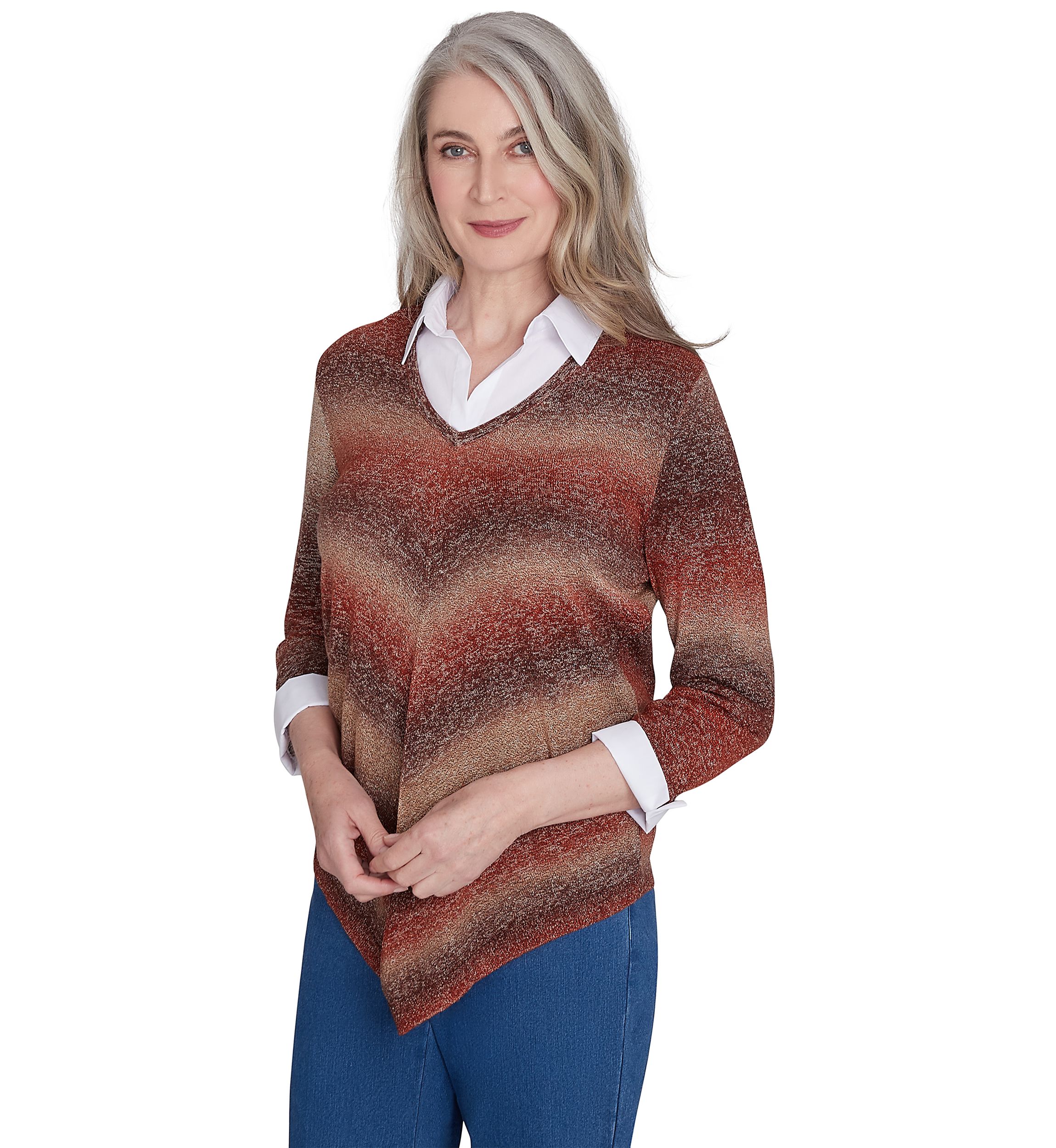 Petite Classics Ombre Chevron with Woven Top