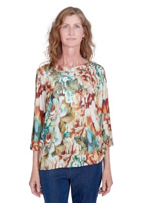 Women's Classic Ikat Floral Printed Top