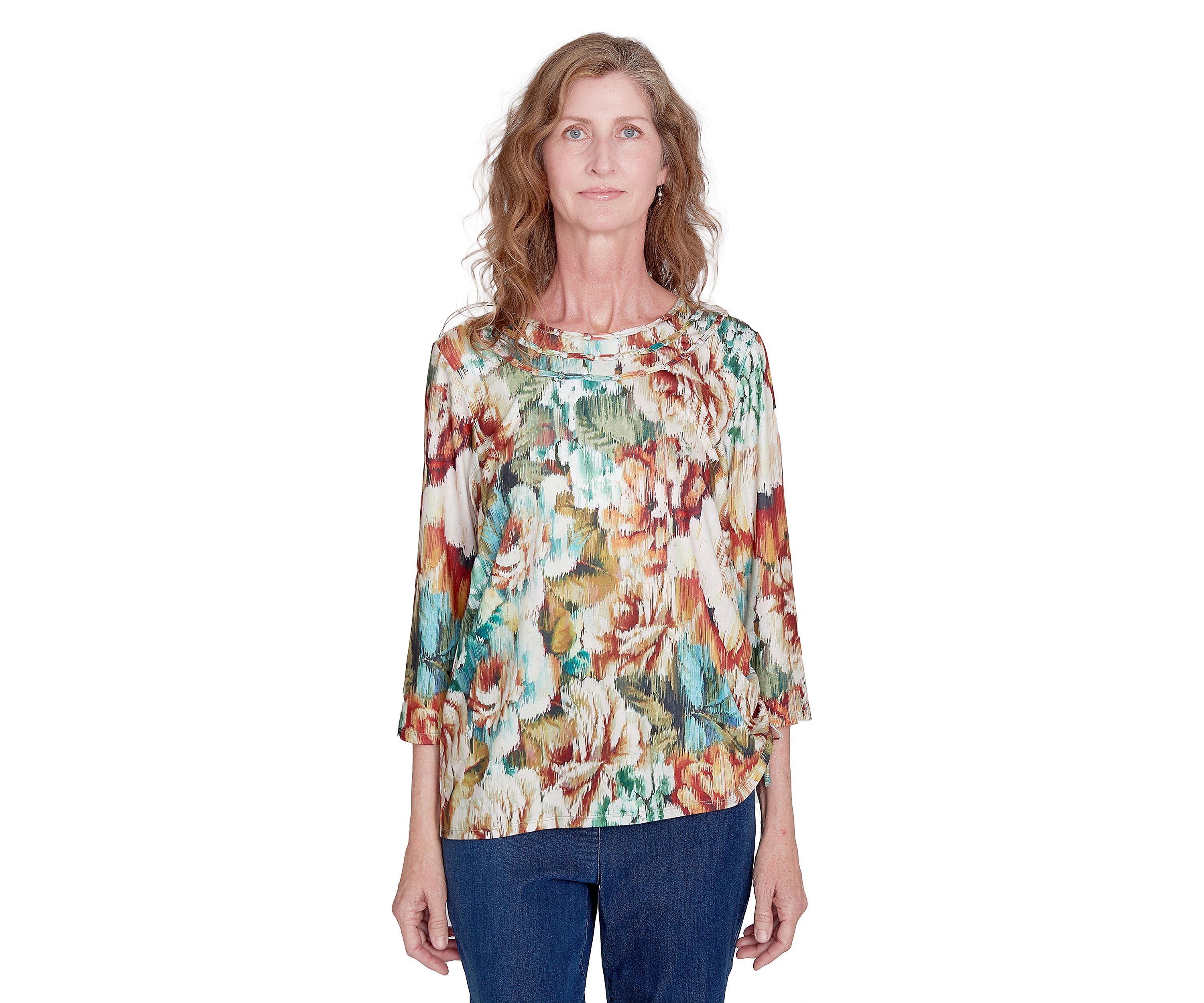Womens Classic Ikat Floral Printed Top