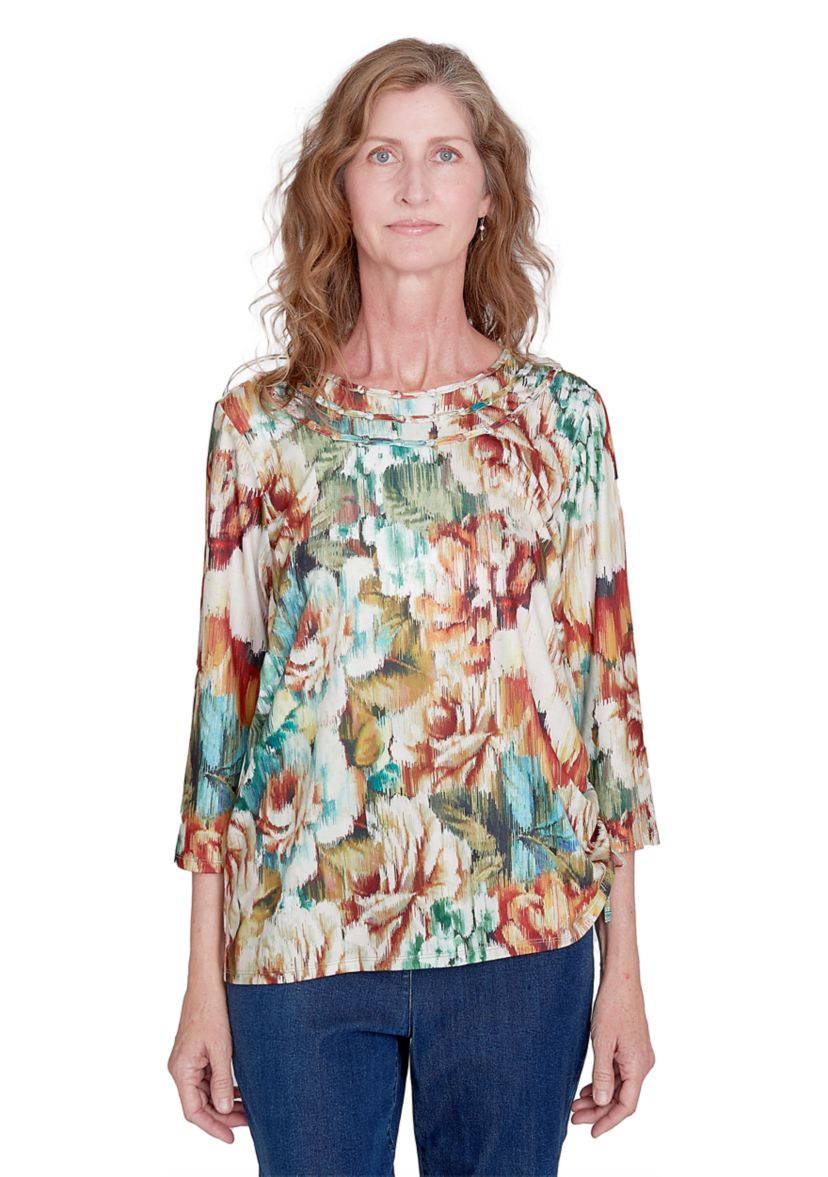 Womens Classic Ikat Floral Printed Top