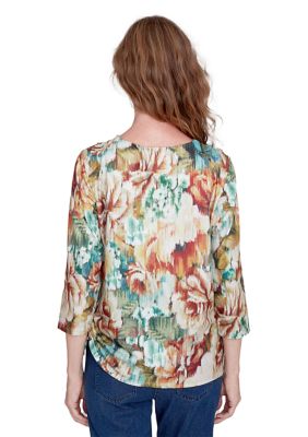 Women's Classic Ikat Floral Printed Top