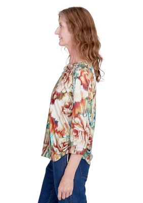 Women's Classic Ikat Floral Printed Top