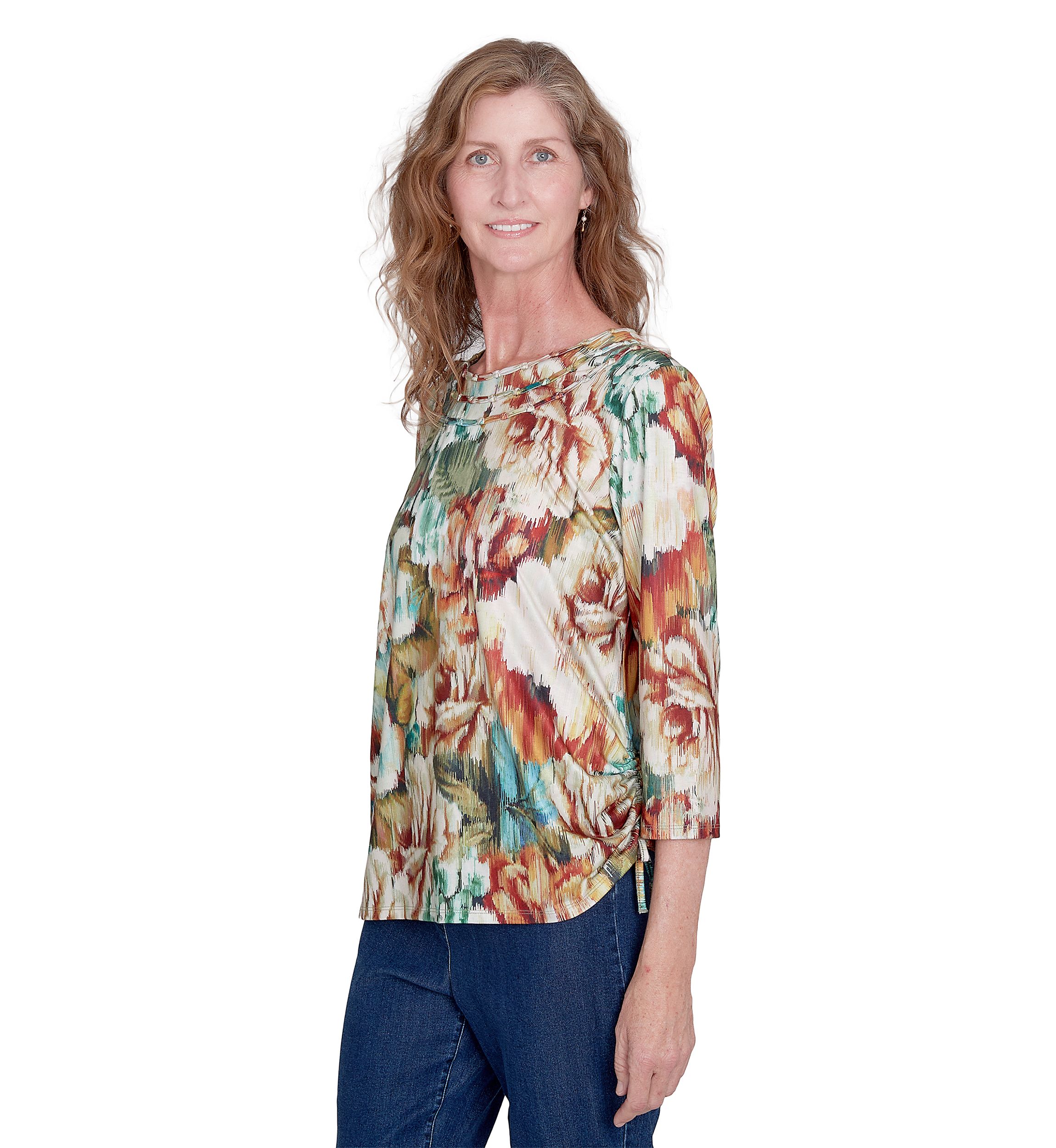 Womens Classic Ikat Floral Printed Top