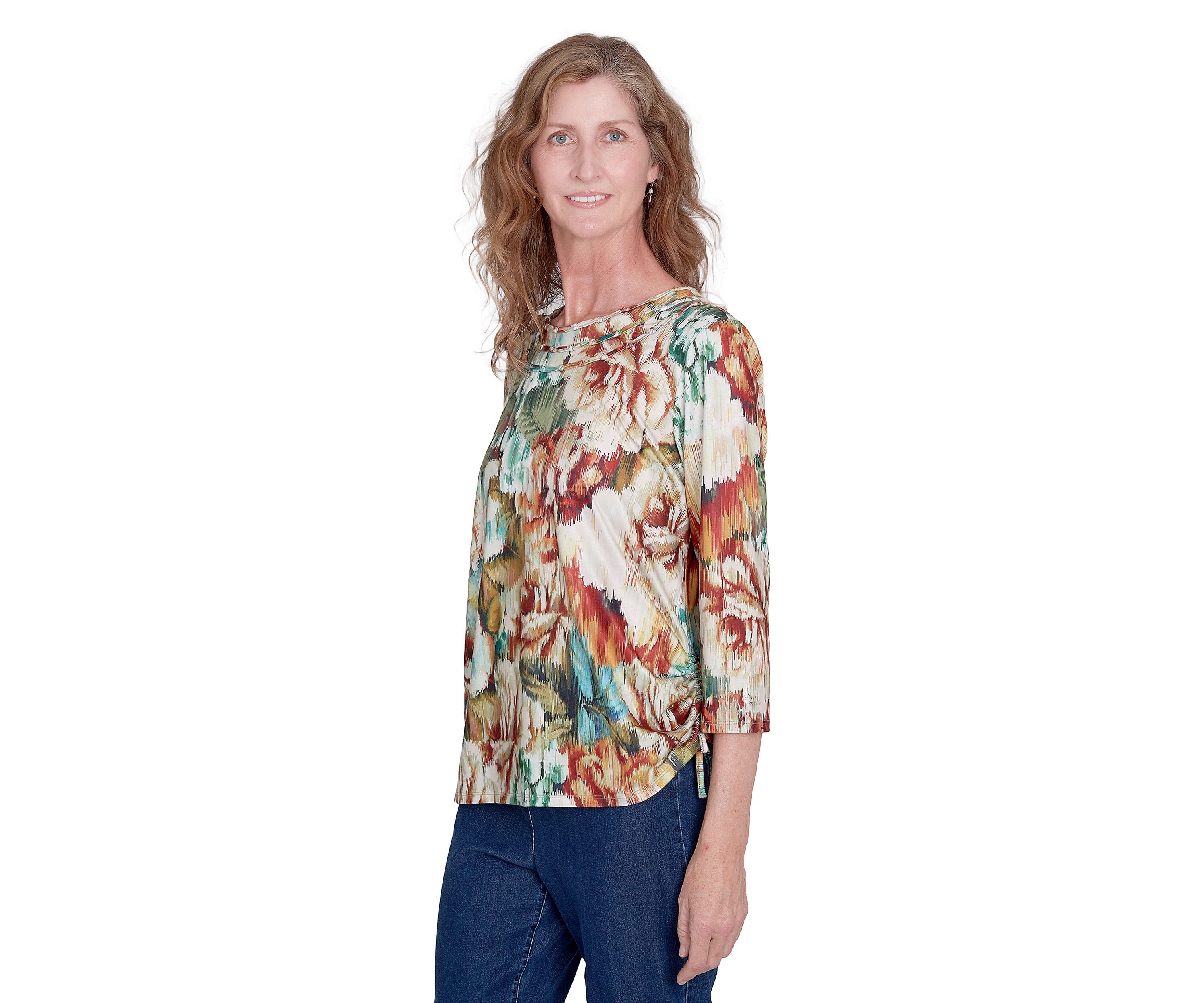 Womens Classic Ikat Floral Printed Top