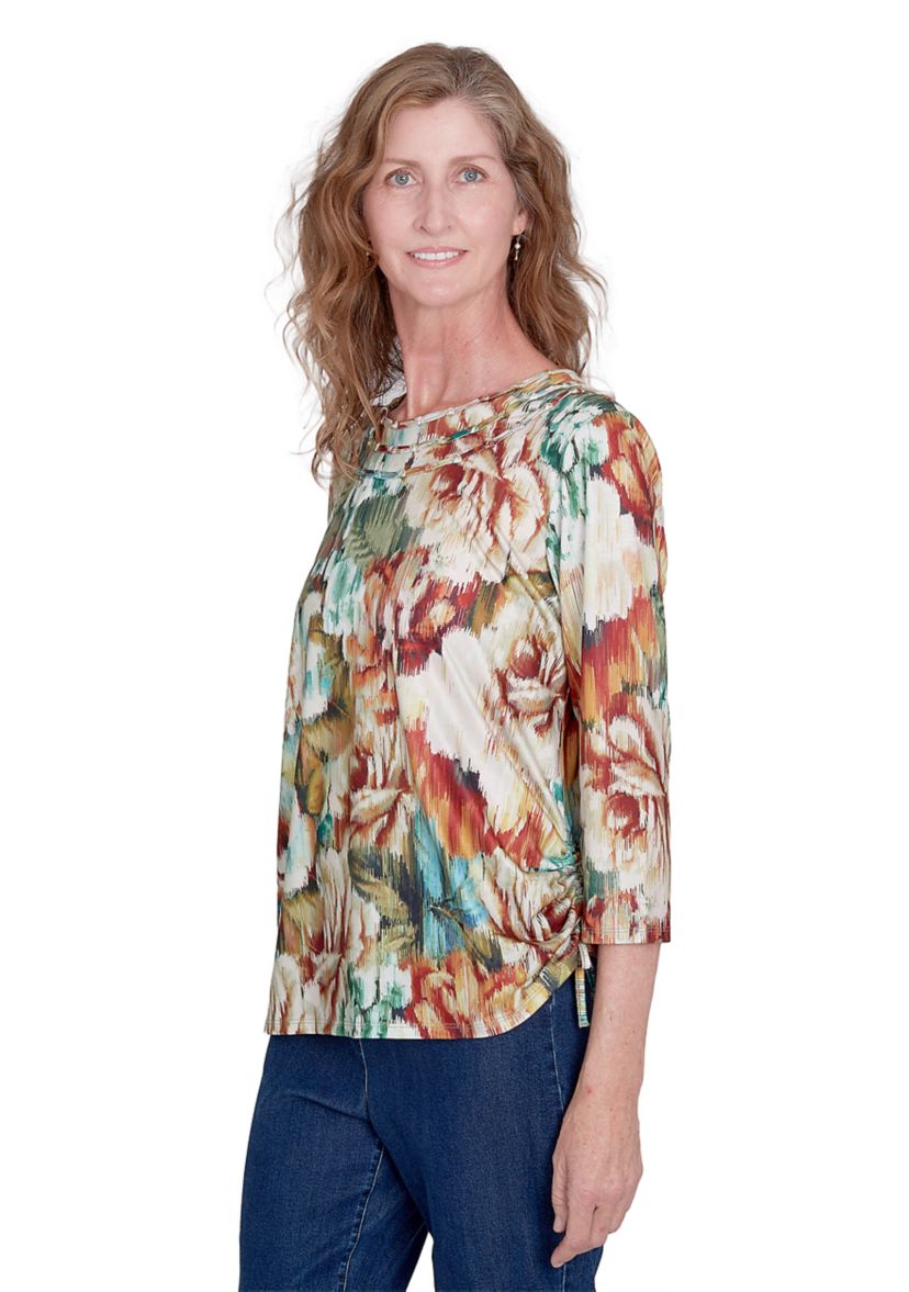 Womens Classic Ikat Floral Printed Top