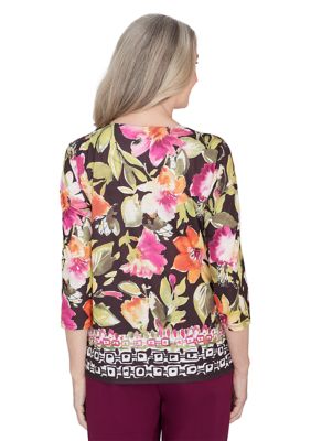 Women's Classics Floral Geo Border Top