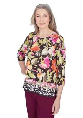 Women's Classics Floral Geo Border Top