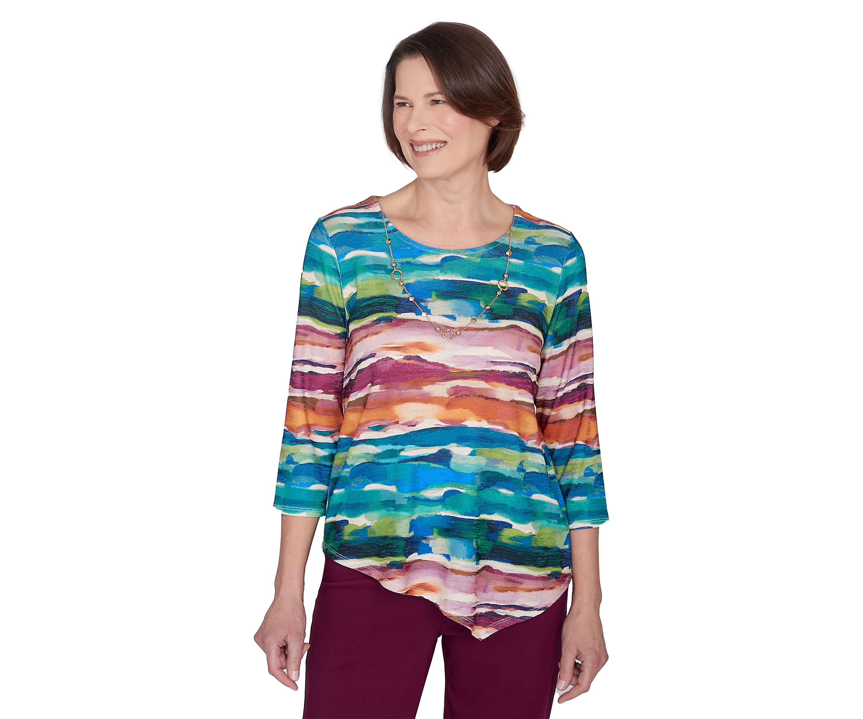 Womens Classics Watercolor Biadere Top
