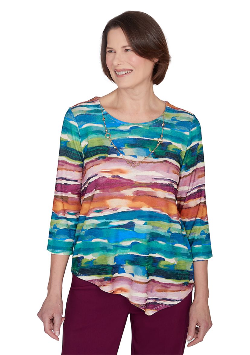 Womens Classics Watercolor Biadere Top
