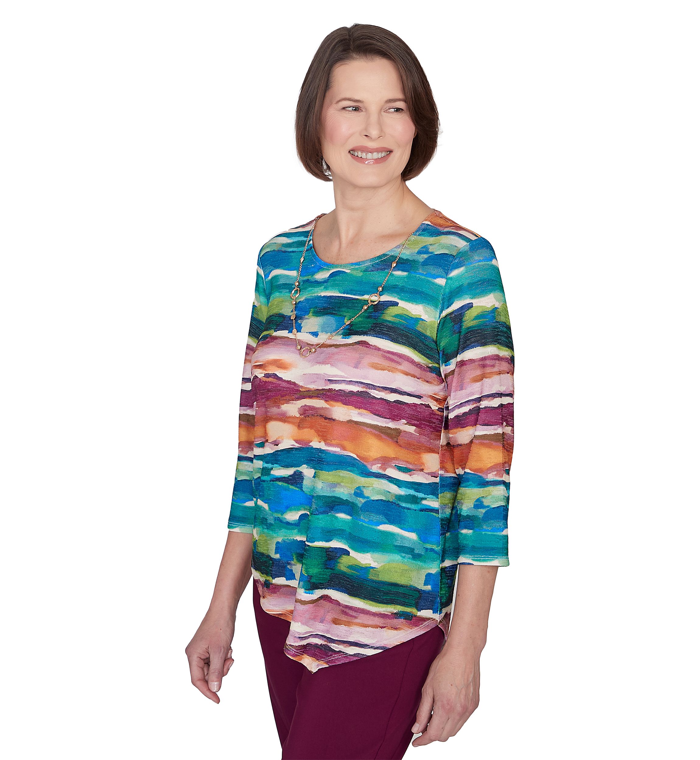 Womens Classics Watercolor Biadere Top