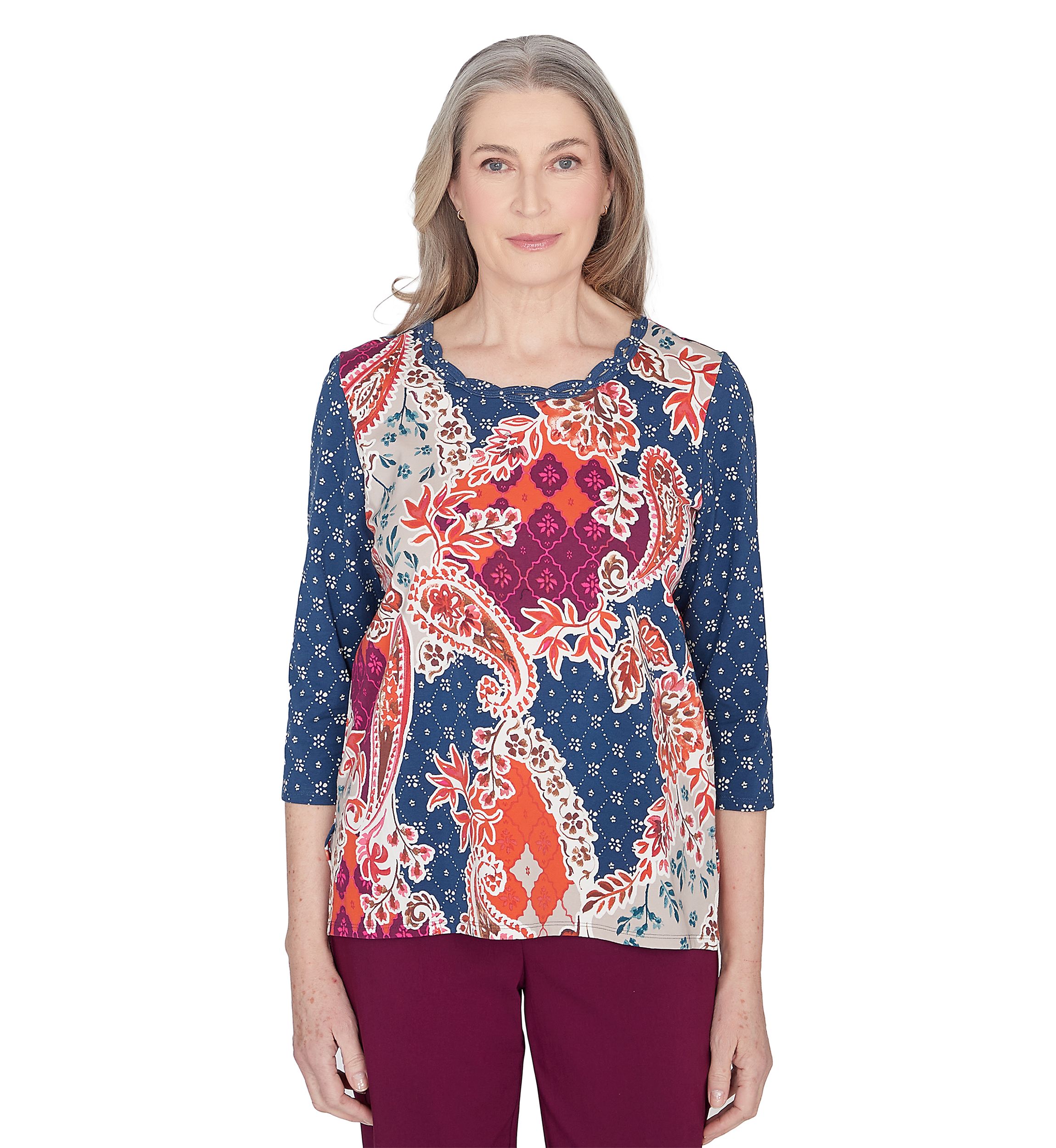 Womens Classics Paisley Patchwork Top