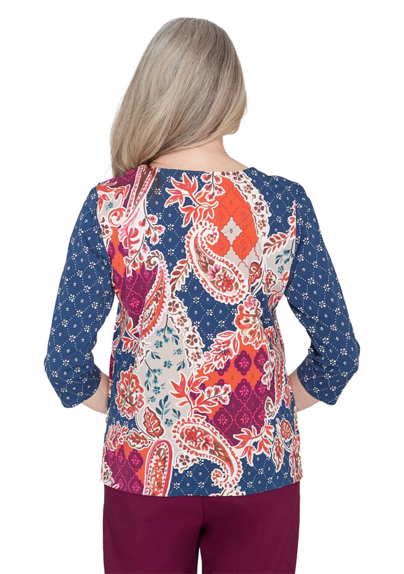 Womens Classics Paisley Patchwork Top