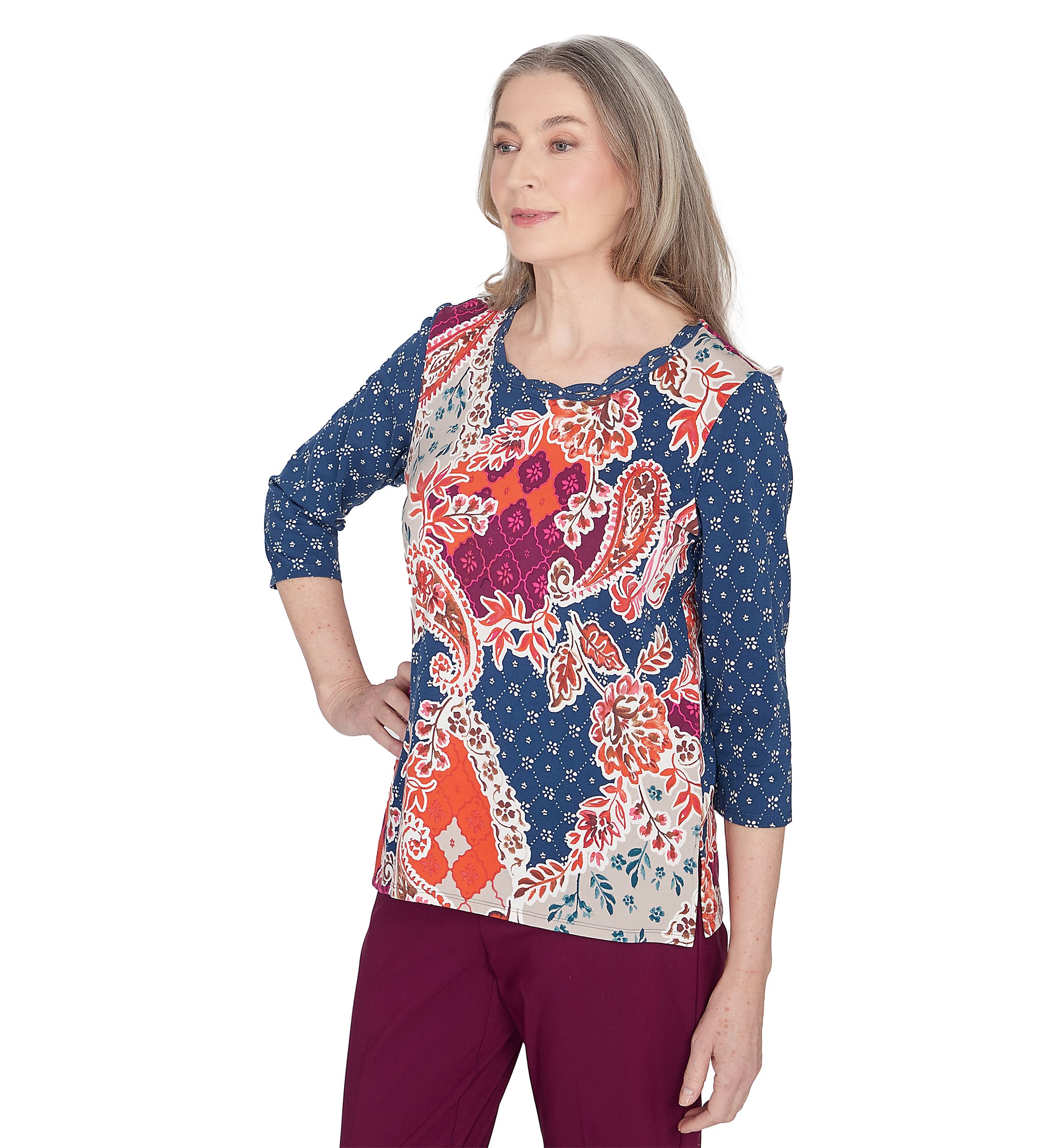 Womens Classics Paisley Patchwork Top