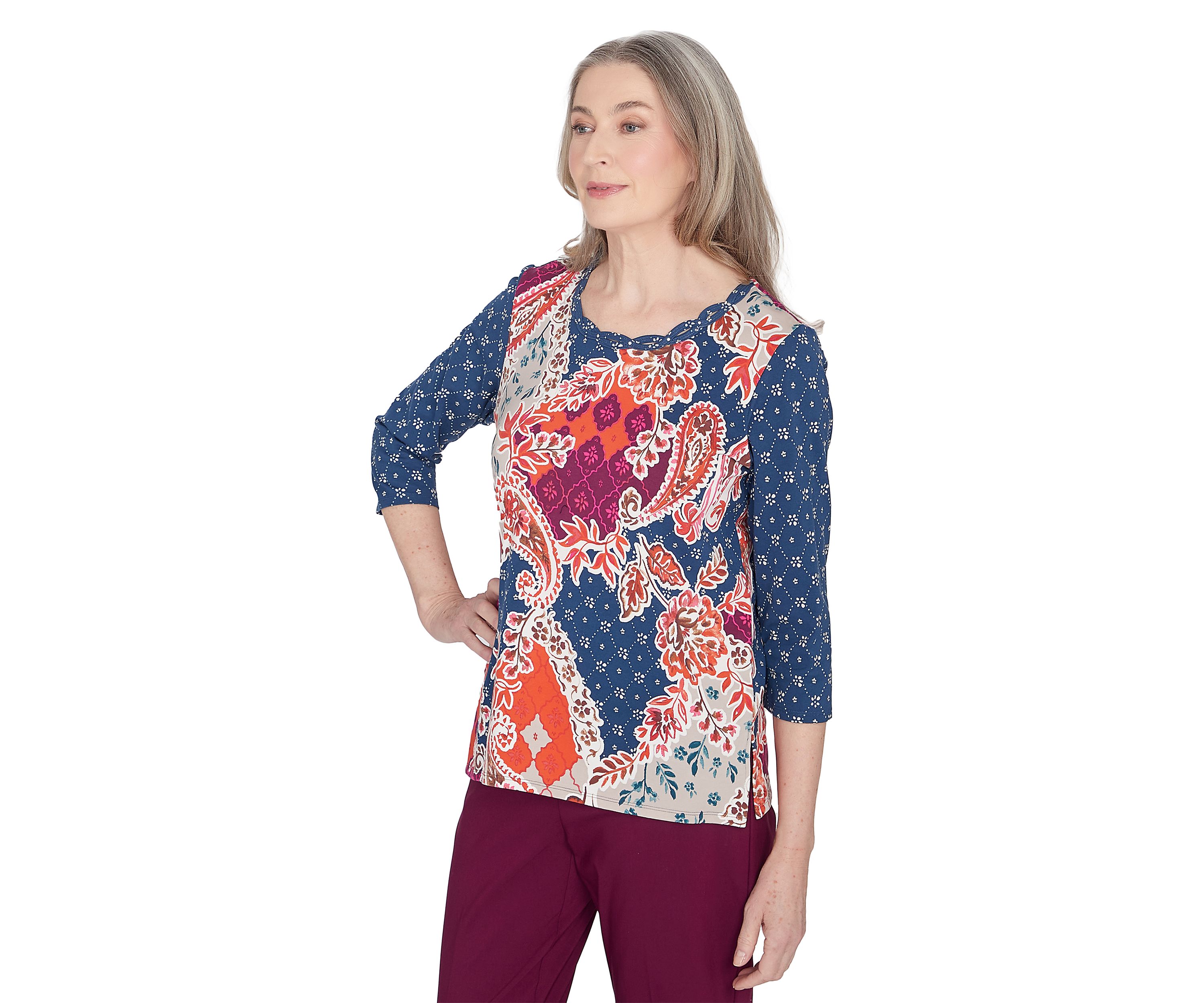 Womens Classics Paisley Patchwork Top