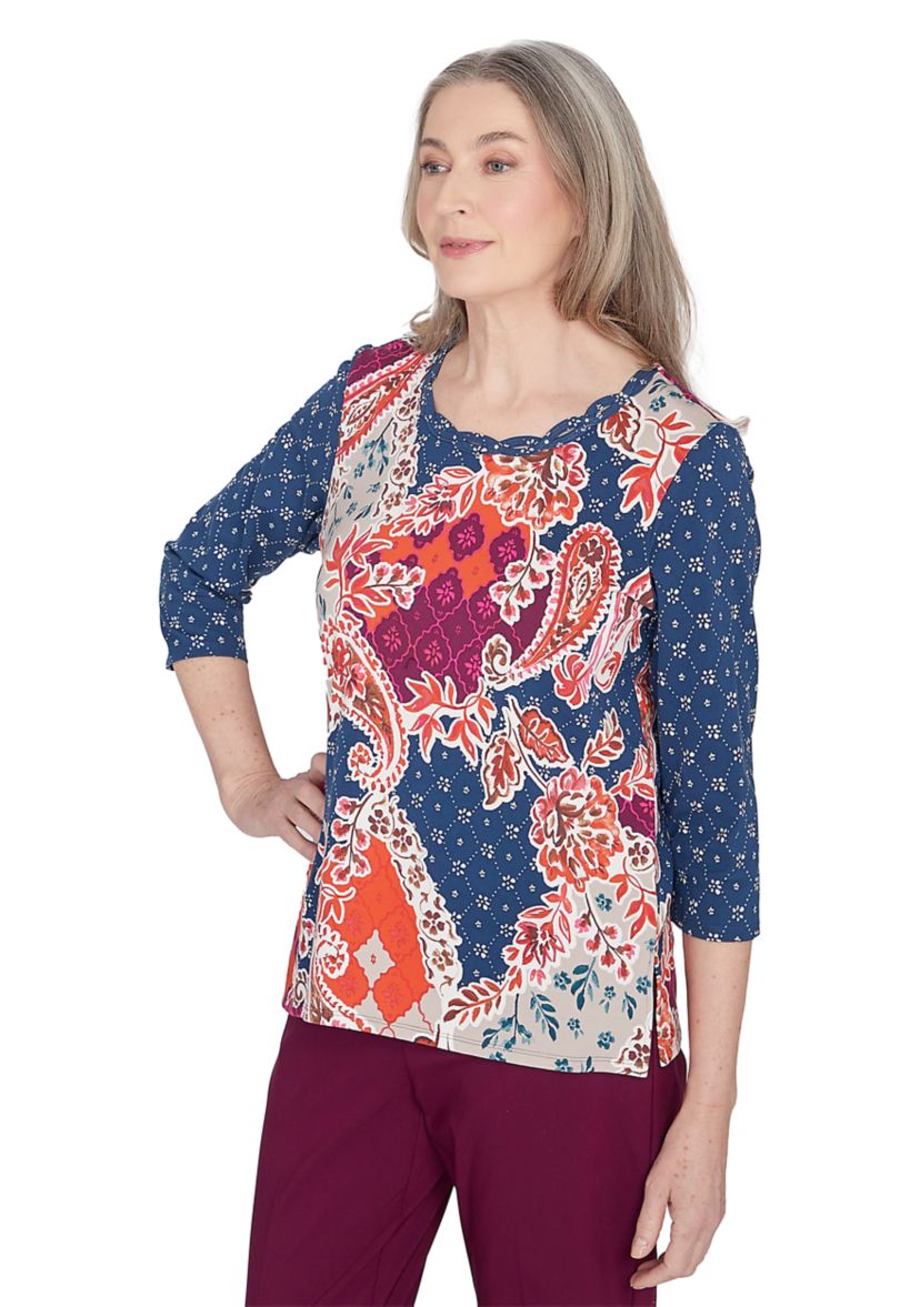 Womens Classics Paisley Patchwork Top
