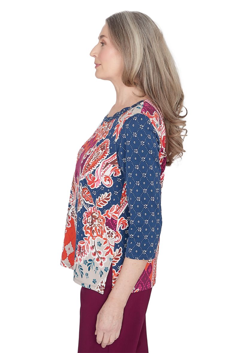 Womens Classics Paisley Patchwork Top