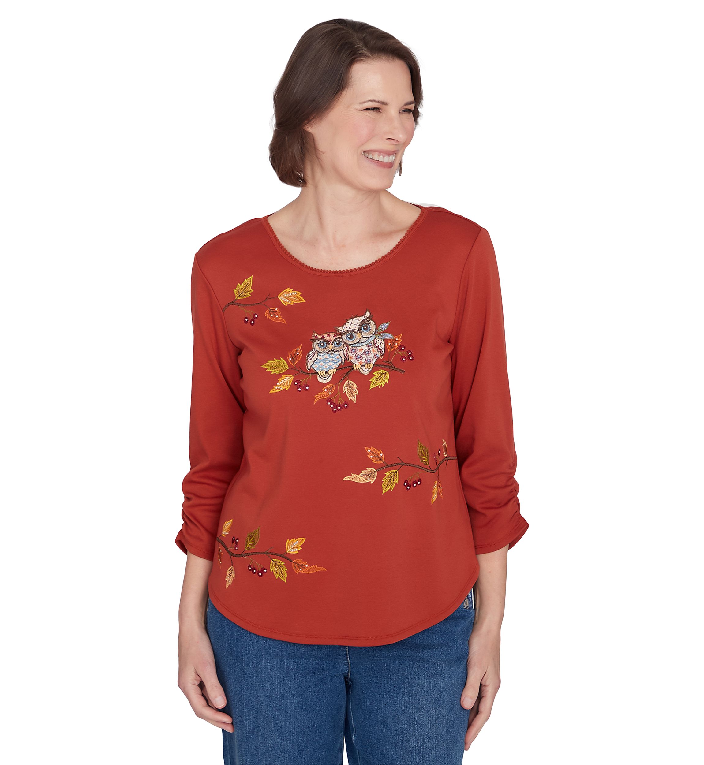 Womens Classics Nuzzling Owls Top