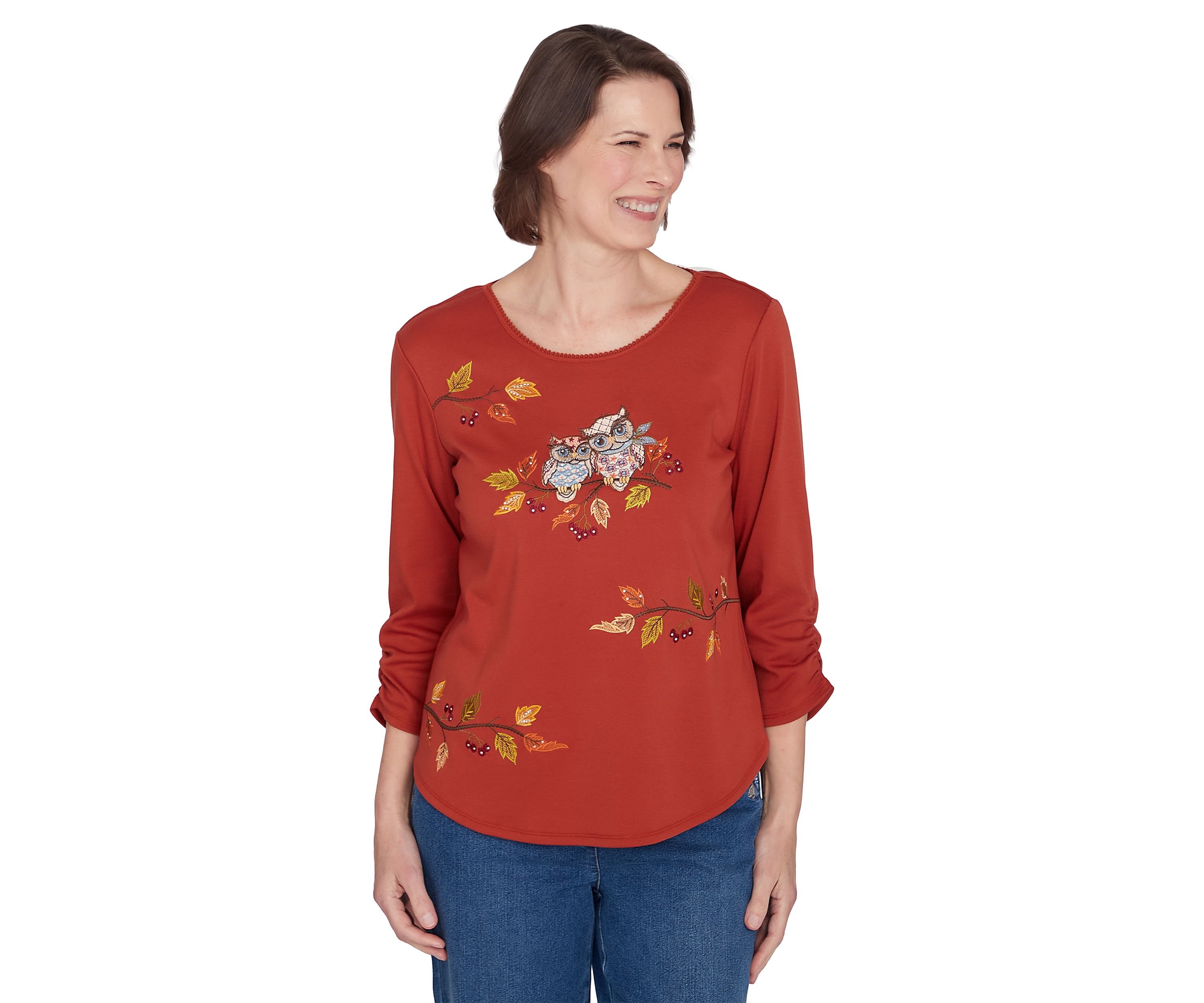 Womens Classics Nuzzling Owls Top