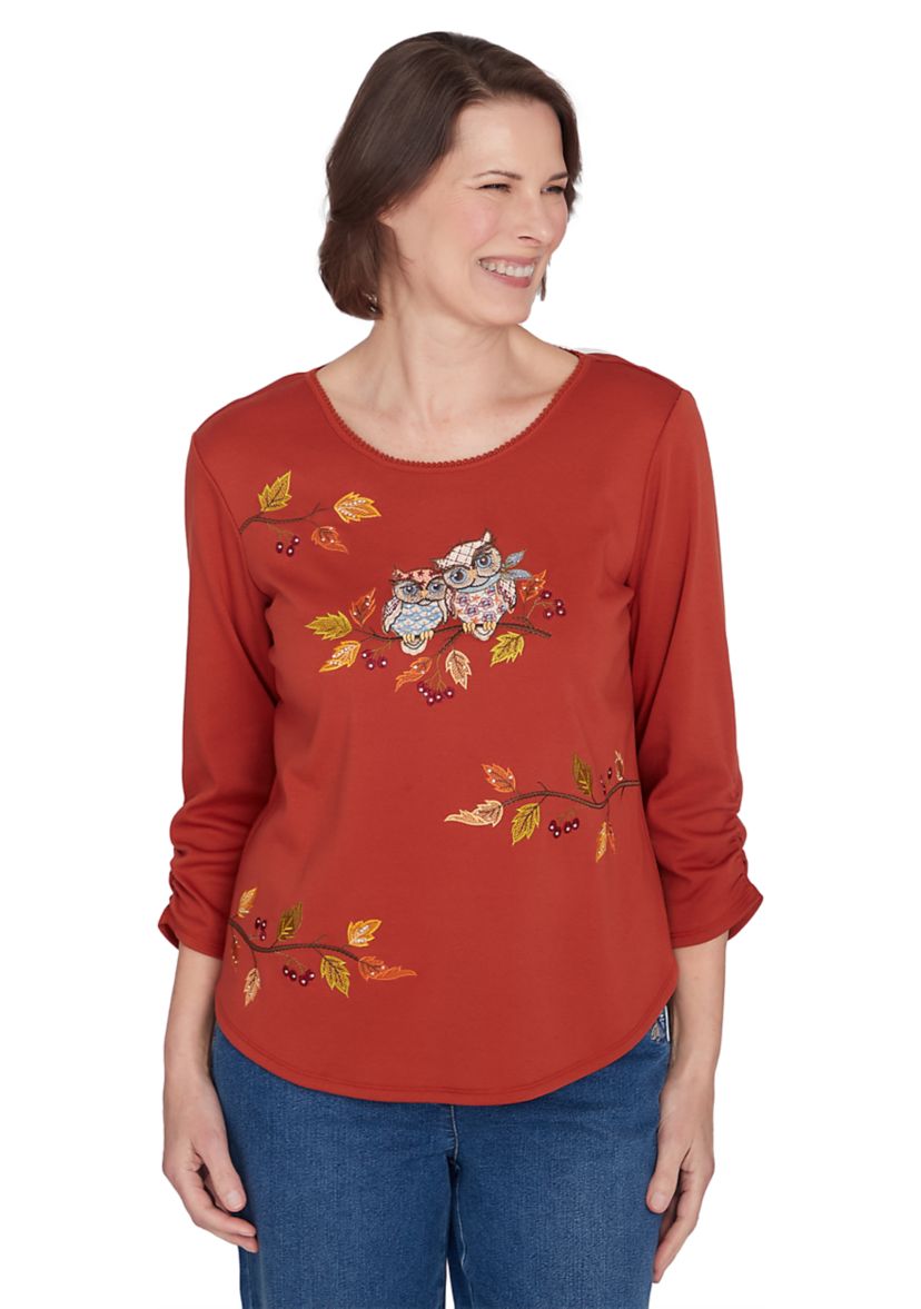 Womens Classics Nuzzling Owls Top