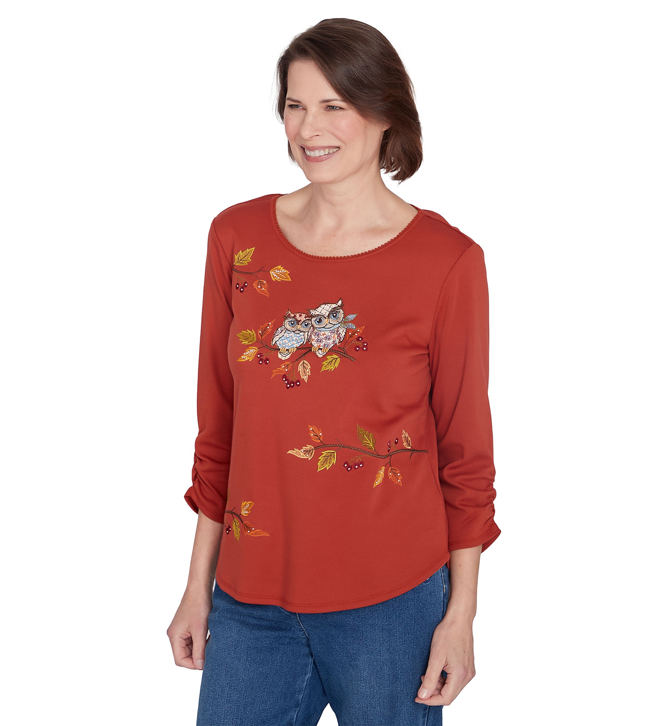 Womens Classics Nuzzling Owls Top