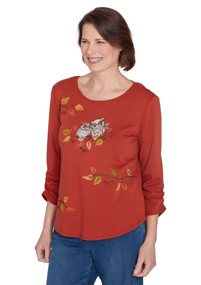 Womens Classics Nuzzling Owls Top