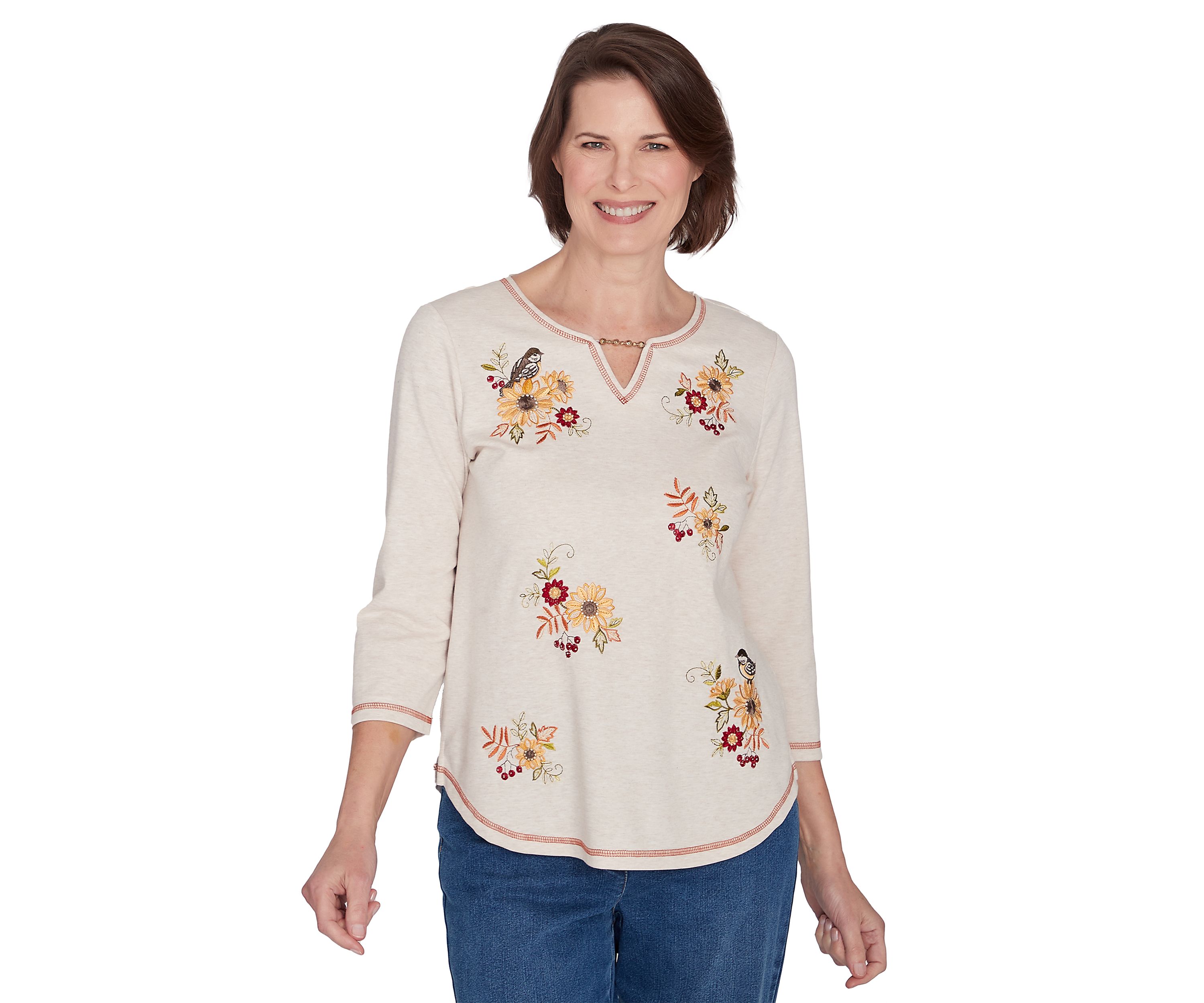 Womens Classics Sunflowers with Birds Top