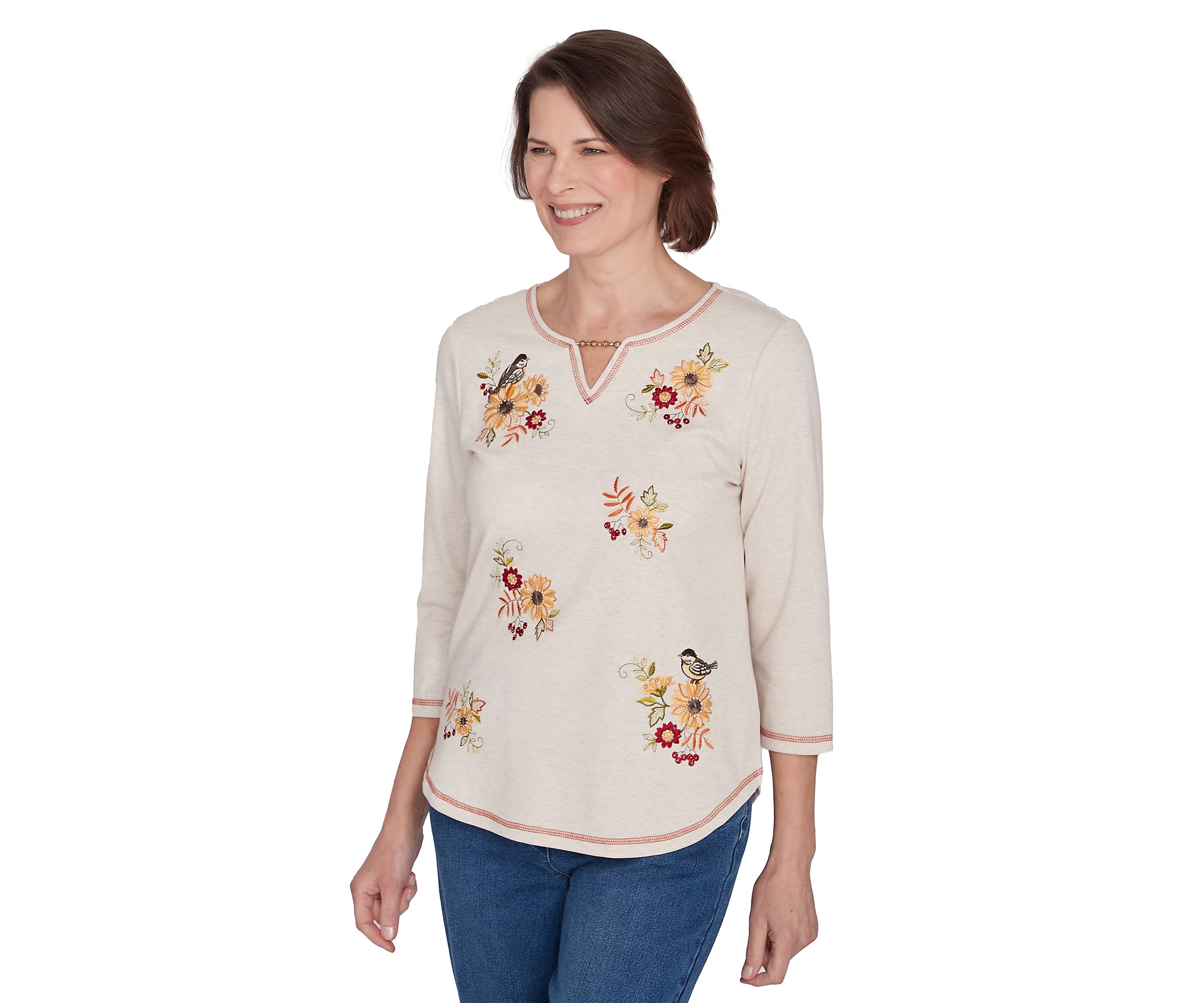 Womens Classics Sunflowers with Birds Top
