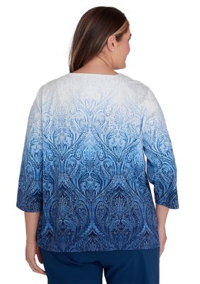 Plus Classics Ombre Medallion Blouse