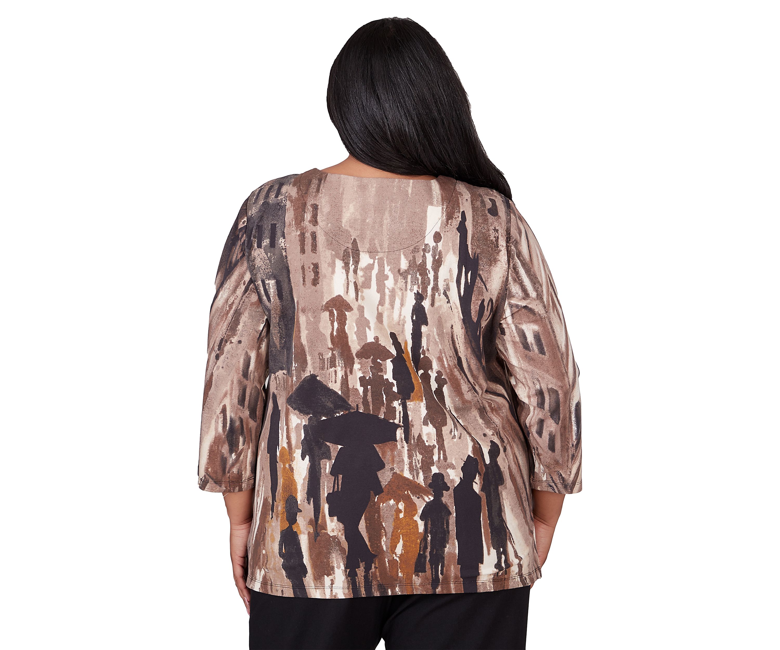 Plus Size Classic 3/4 Sleeve Figure Knit T-Shirt