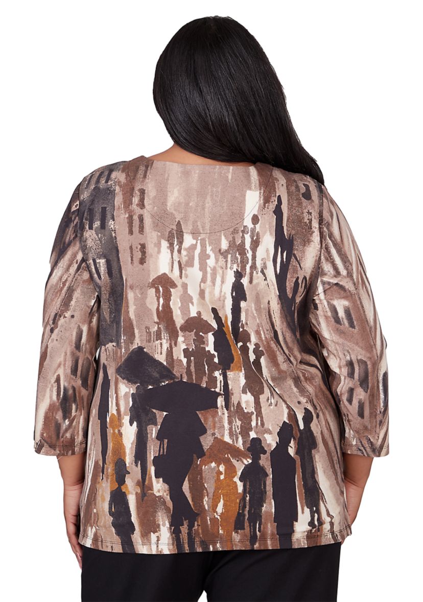 Plus Size Classic 3/4 Sleeve Figure Knit T-Shirt