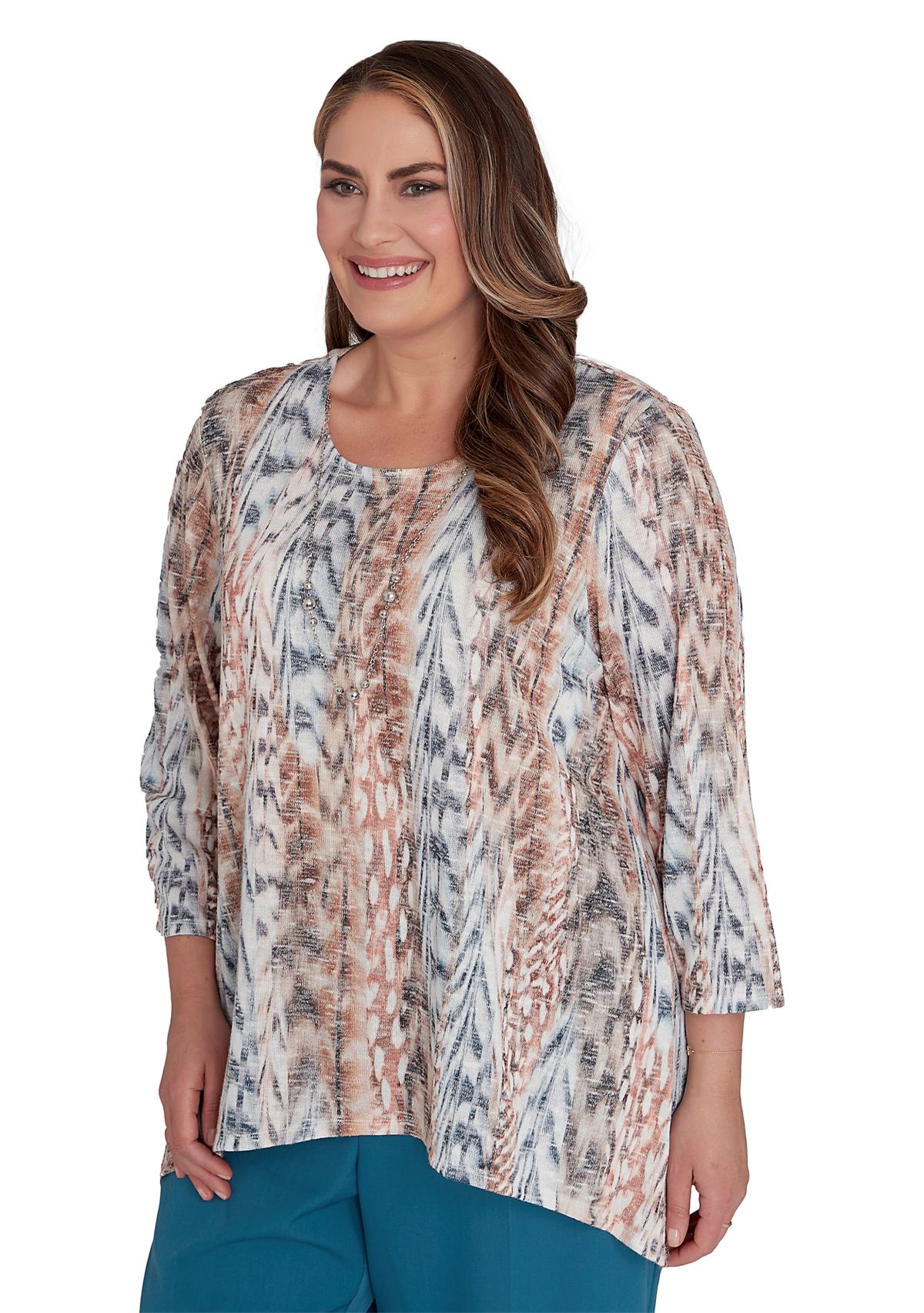 Plus Size Classics Vertical Animal Printed Top