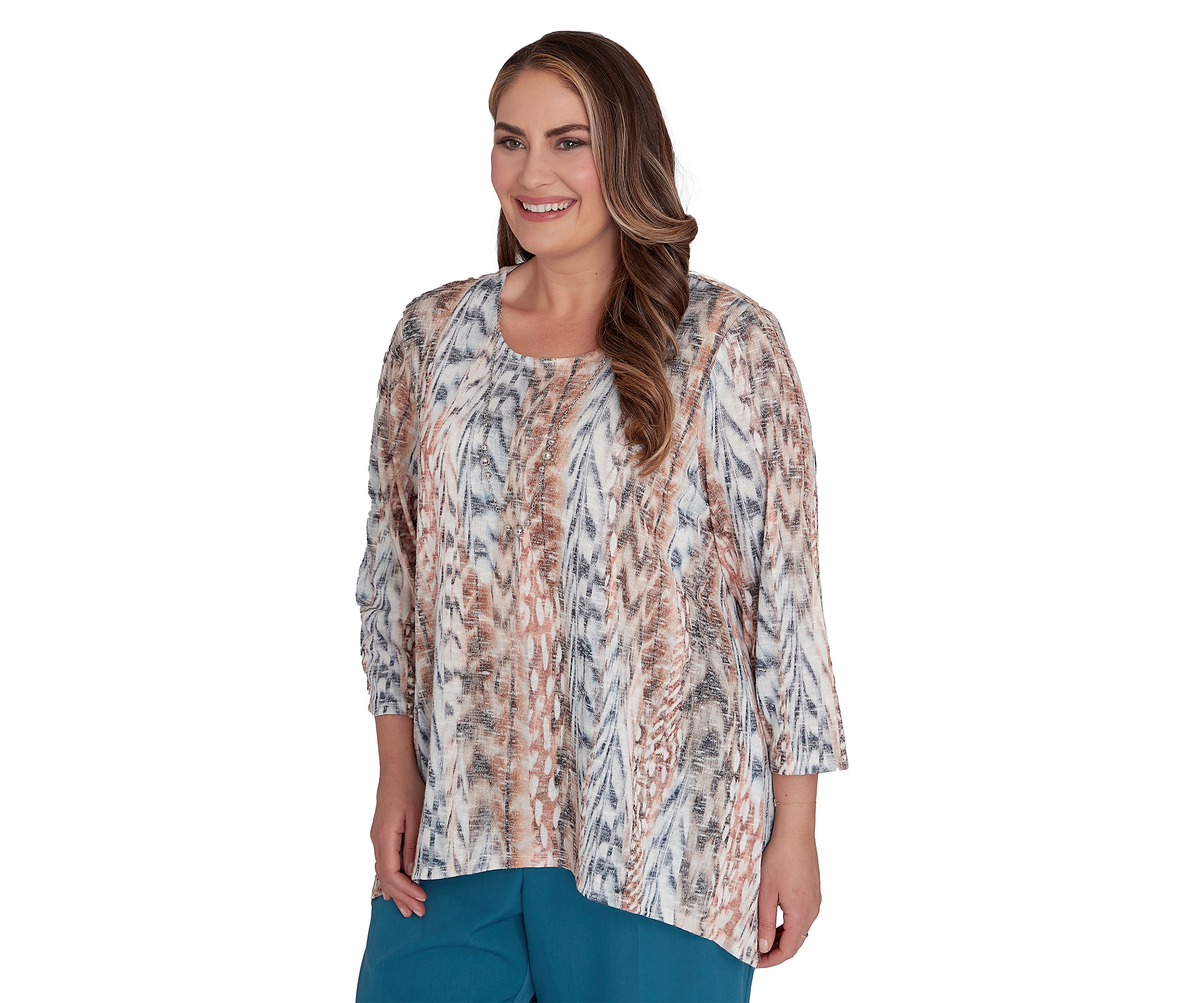 Plus Size Classics Vertical Animal Printed Top