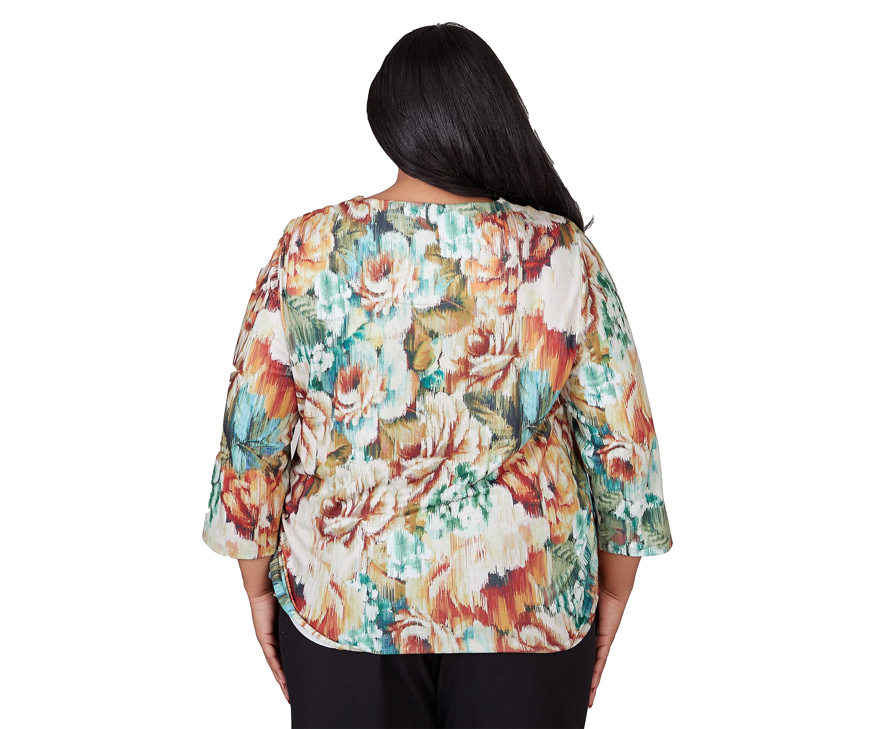 Plus Size Classics Ikat Floral Printed Top